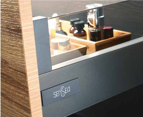 Meuble de salle de bains l.105 x H.64 x P.48 cm, effet chêne miel, Neo line - 4