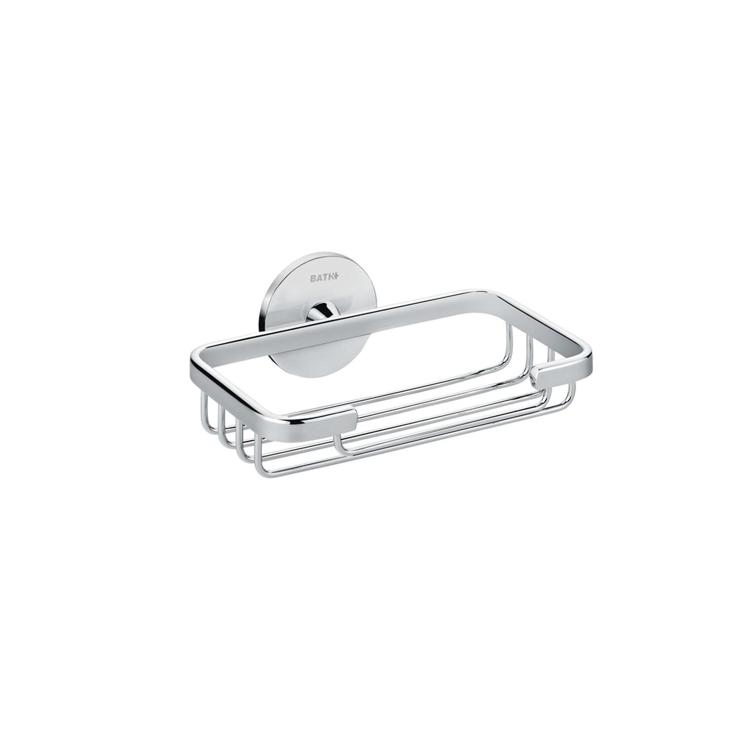 Jabonera de acero inoxidable con rejilla square cromo redondo