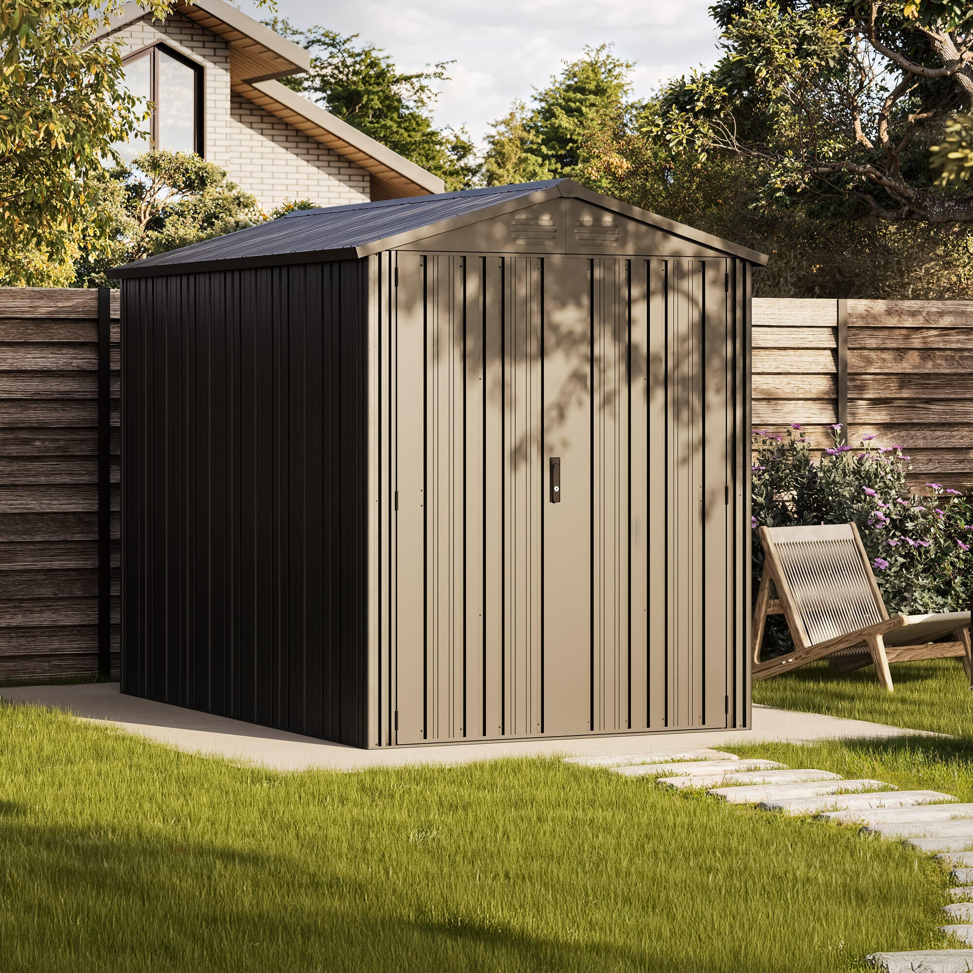 Caseta de metal Pioneer Y50 de 168x200x256 cm y 4.3 m2 con 0.6 mm espesor y doble puerta abatible HOGGAR - 9