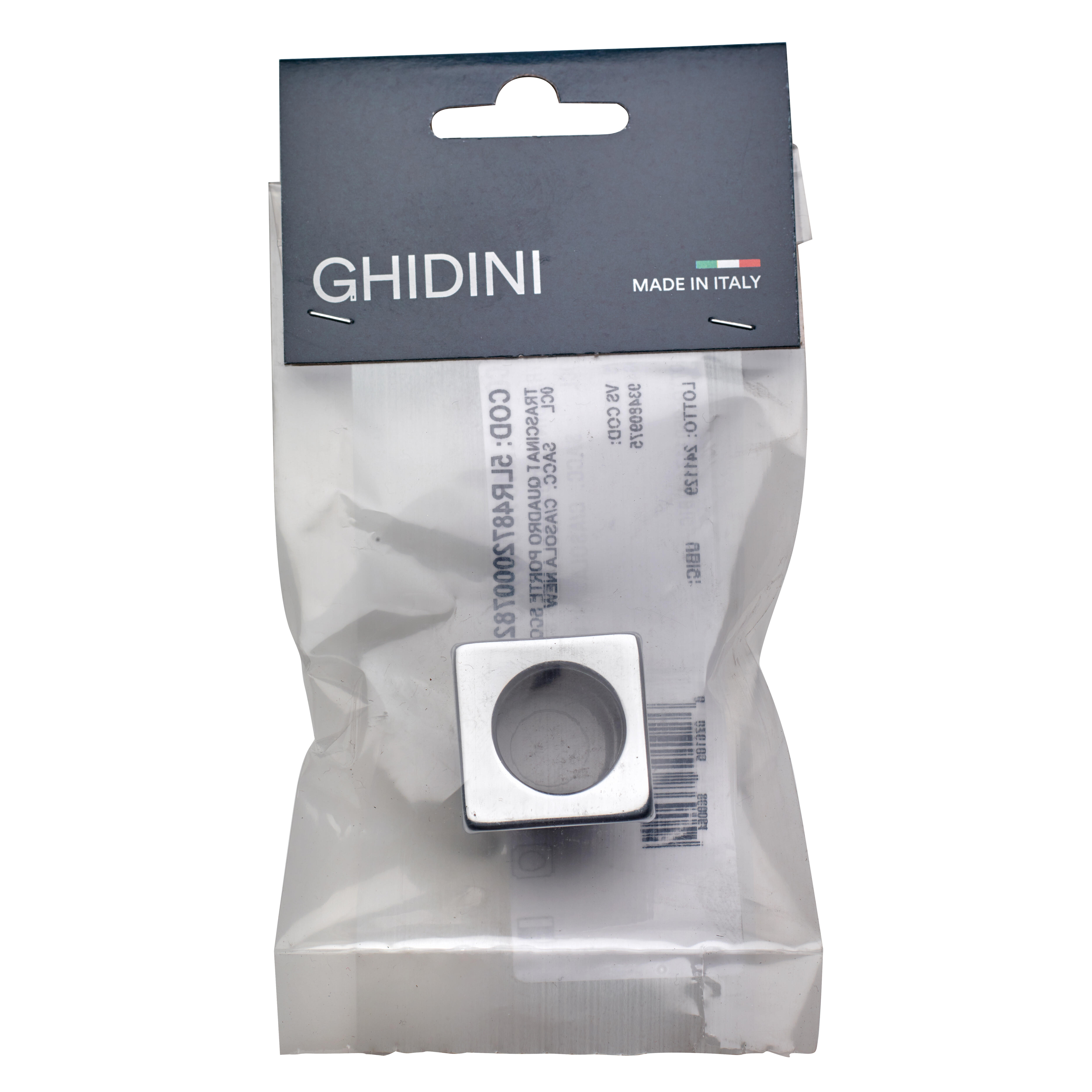 Maniglia per porta scorrevole quadrata GHIDINI in ottone argento lucido H 57 X L 57 mm - 2