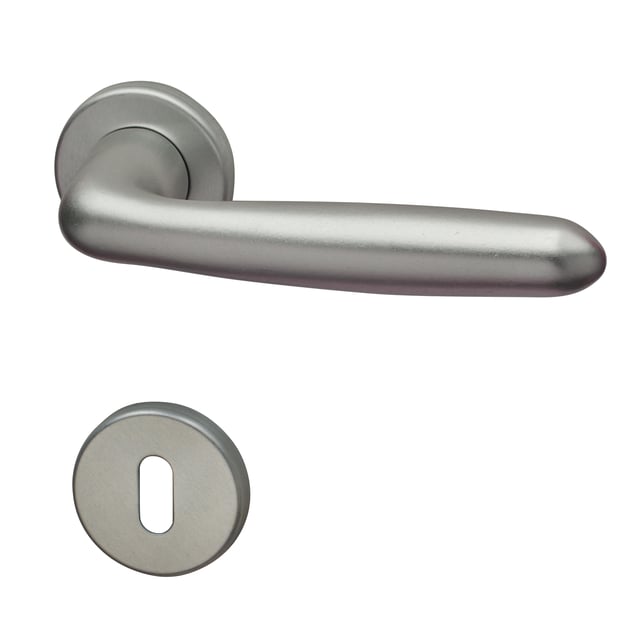 Maniglia su rosetta con bocchetta tonda GHIDINI  ITACA in alluminio argento opaco