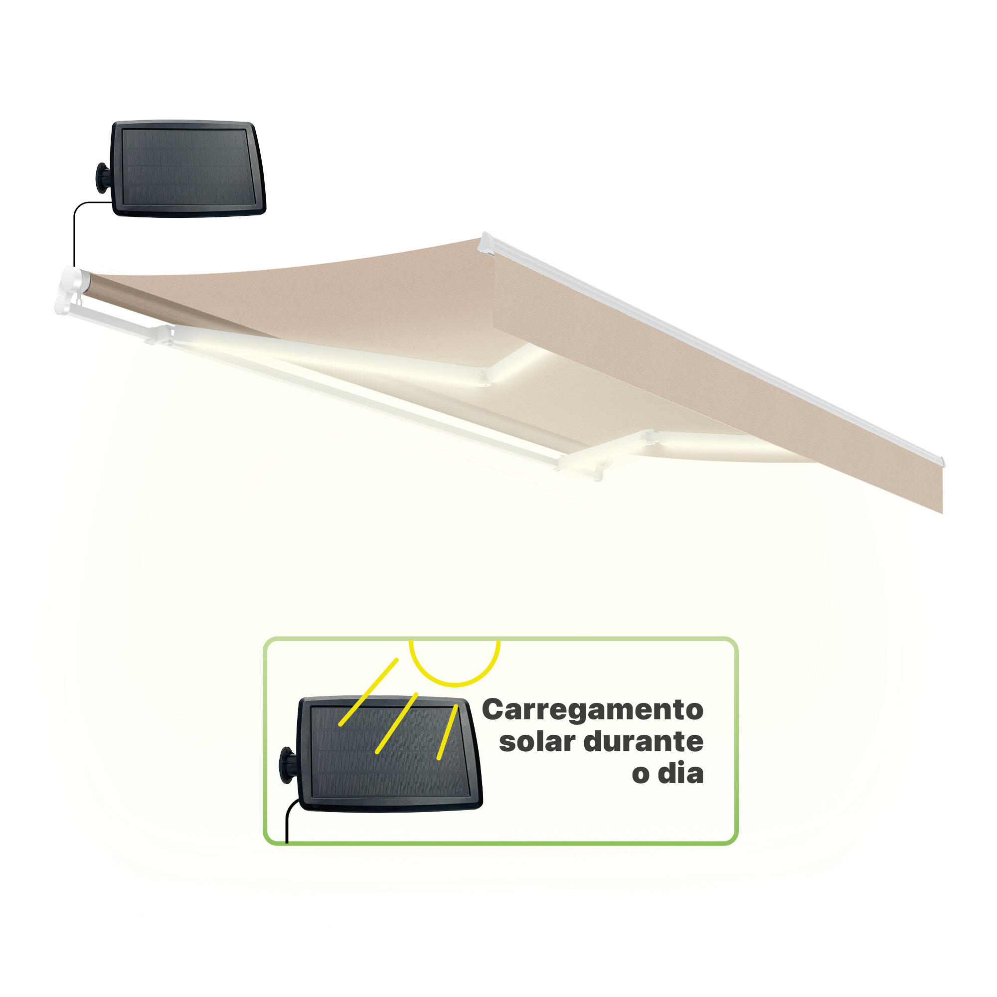 Toldo manual sem caixa branco 2.95x2.95 m liso bege Smartsun Oasis - 7