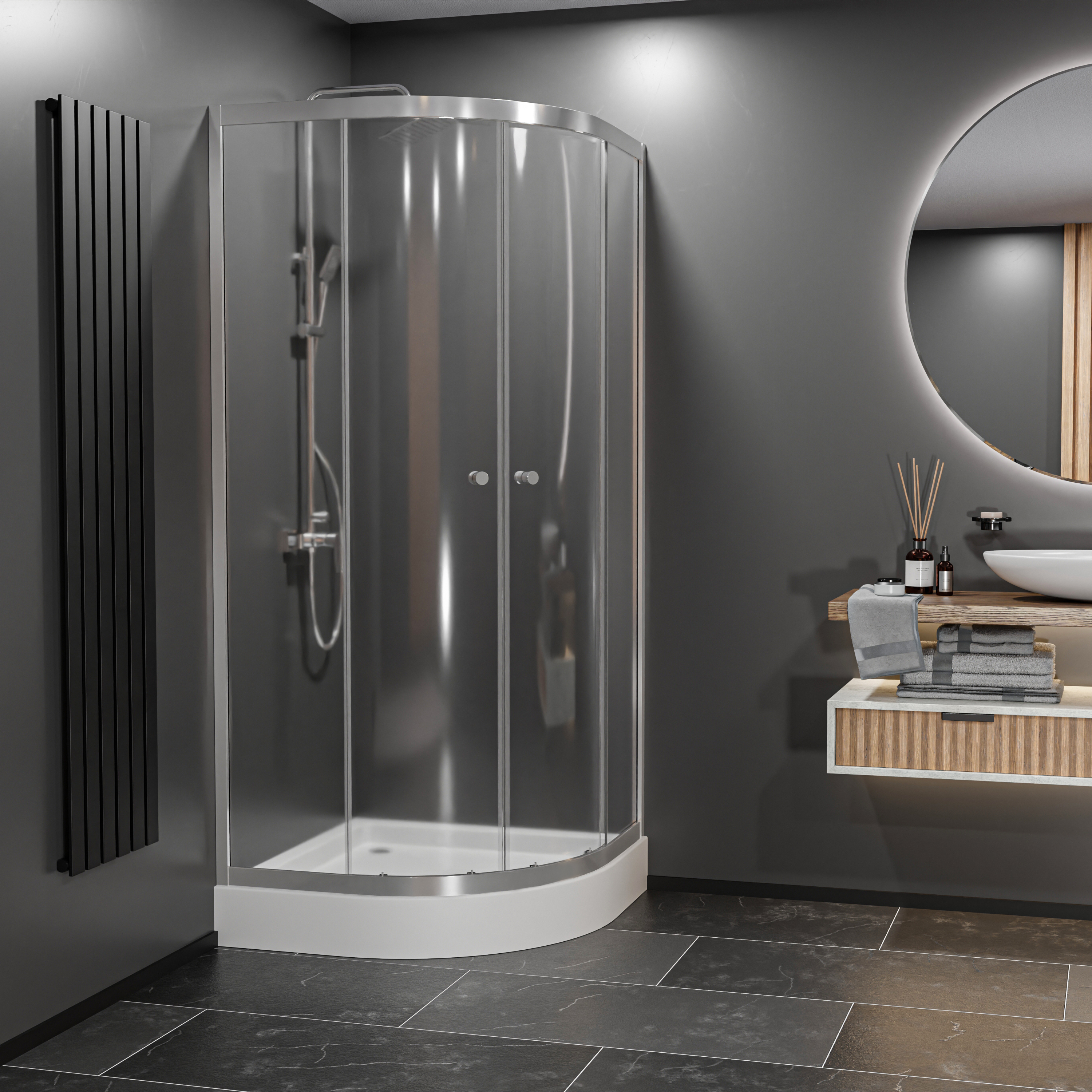 Kabina prysznicowa z brodzikiem Alfa 80x80x198 cm chrom Breezz - 3