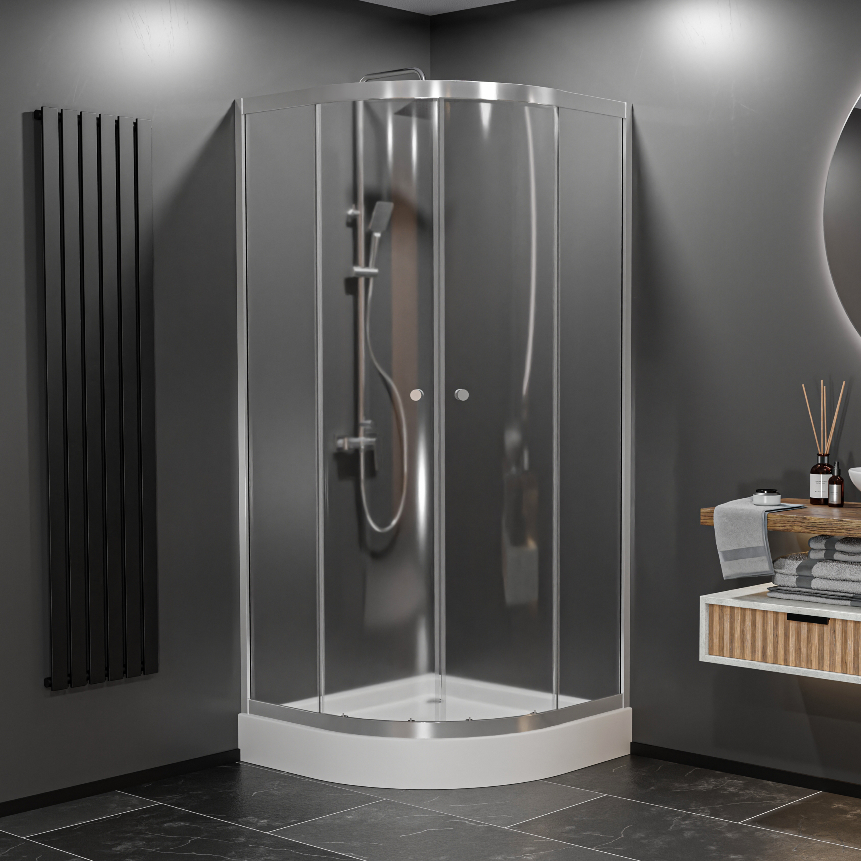 Kabina prysznicowa z brodzikiem Alfa 80x80x198 cm chrom Breezz - 2
