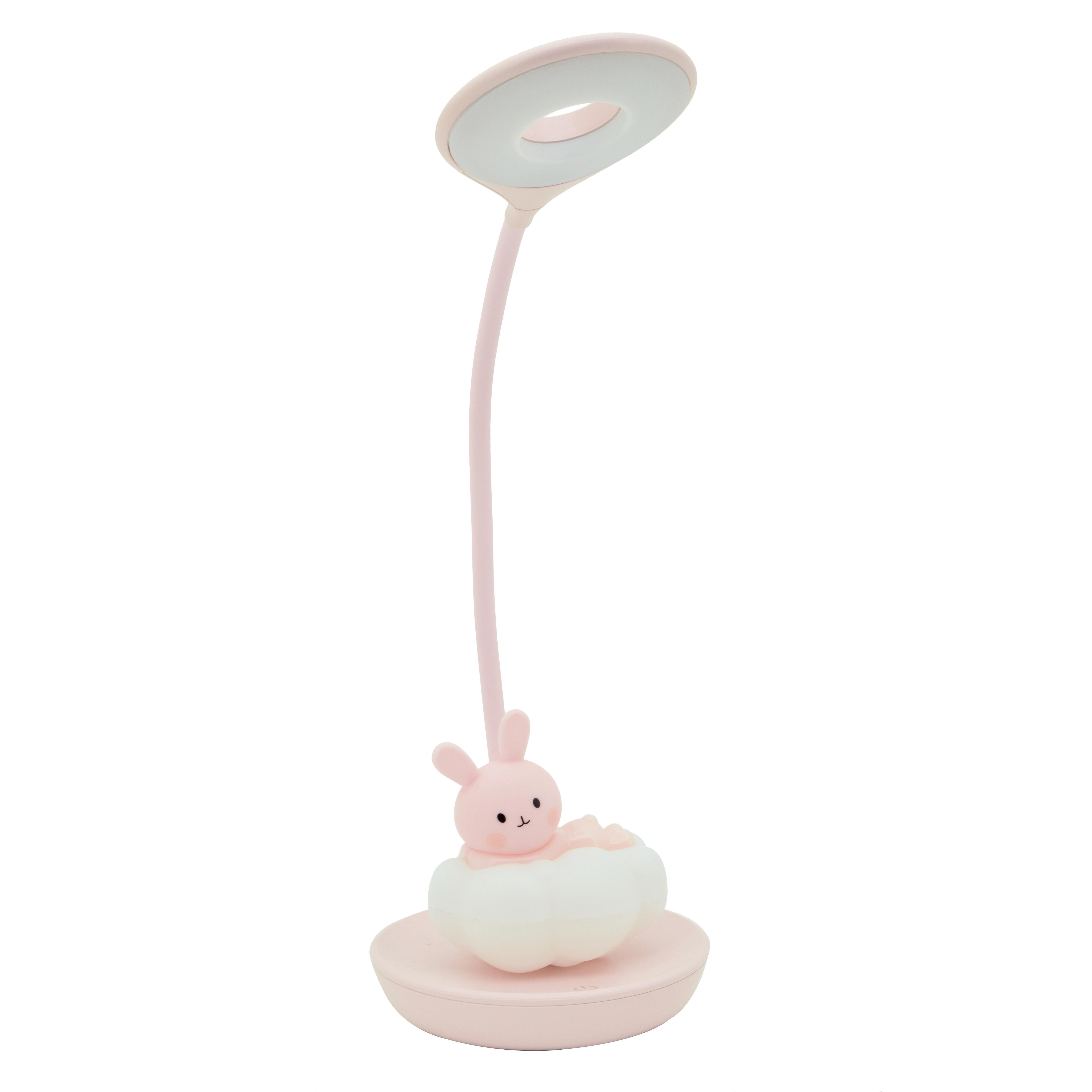 Lámpara de mesa bunny 1 luz led rosa