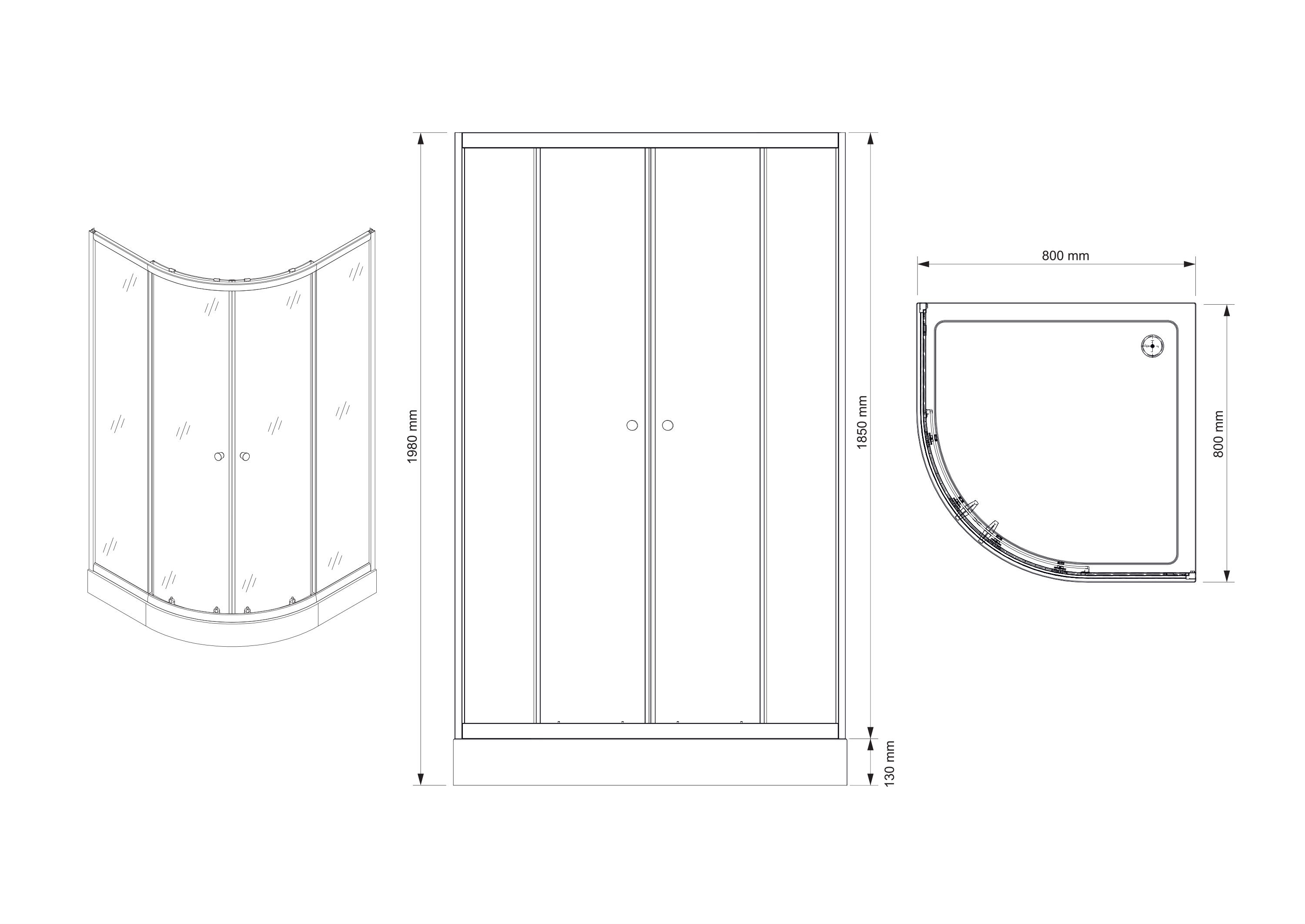 Kabina prysznicowa z brodzikiem Alfa 80x80x198 cm chrom Breezz - 5