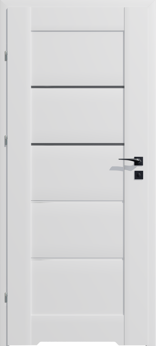 Drzwi wewnętrzne łazienkowe z podcięciem wentylacyjnym Vinci Nero białe czarna szyba 80 lewe Voster