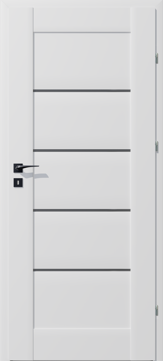 Drzwi wewnętrzne pokojowe Vinci Nero białe czarna szyba 70 prawe Voster