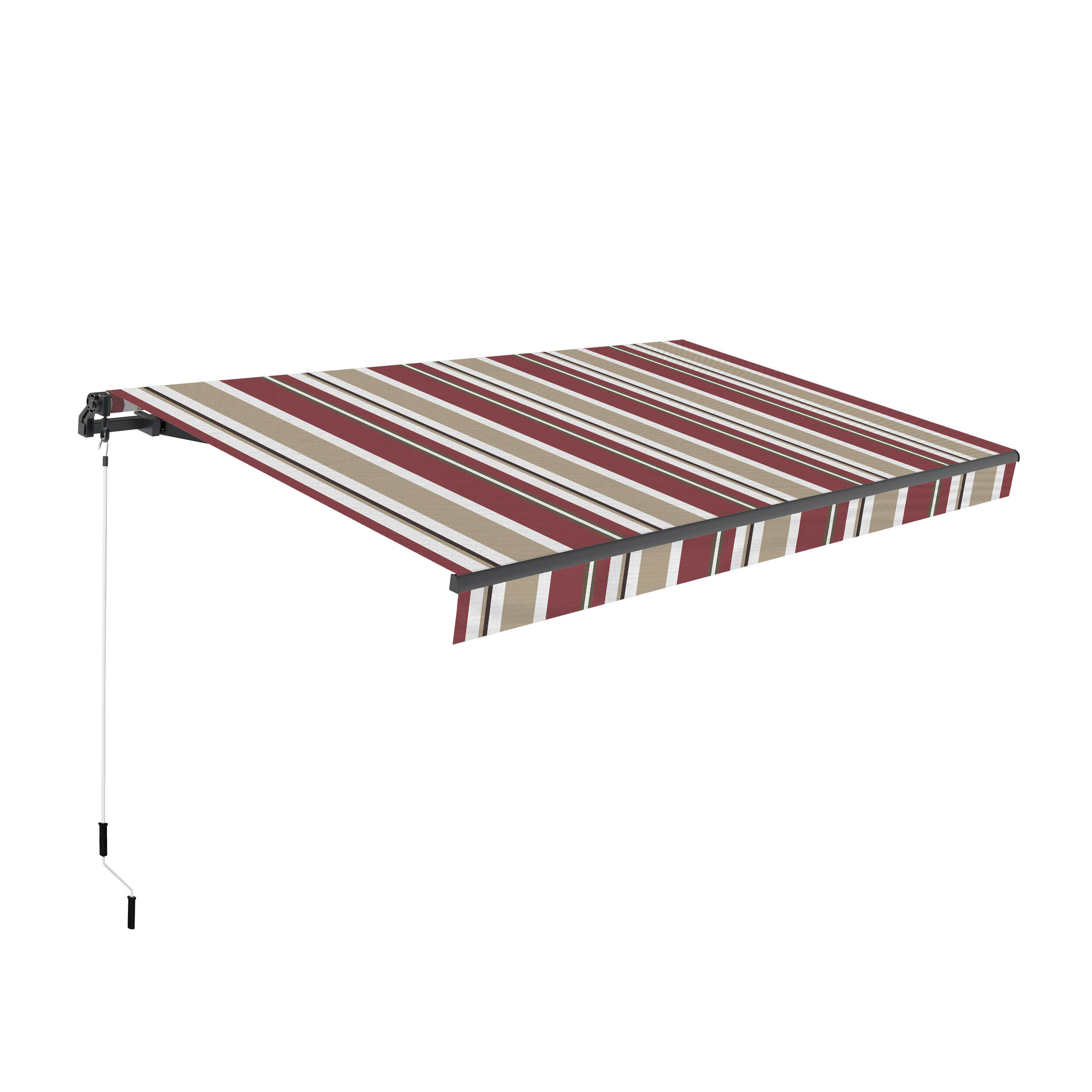 Toldo brazo extensible classic dark manual sin cofre antracita tela gris/burdeos 4x2,5 m