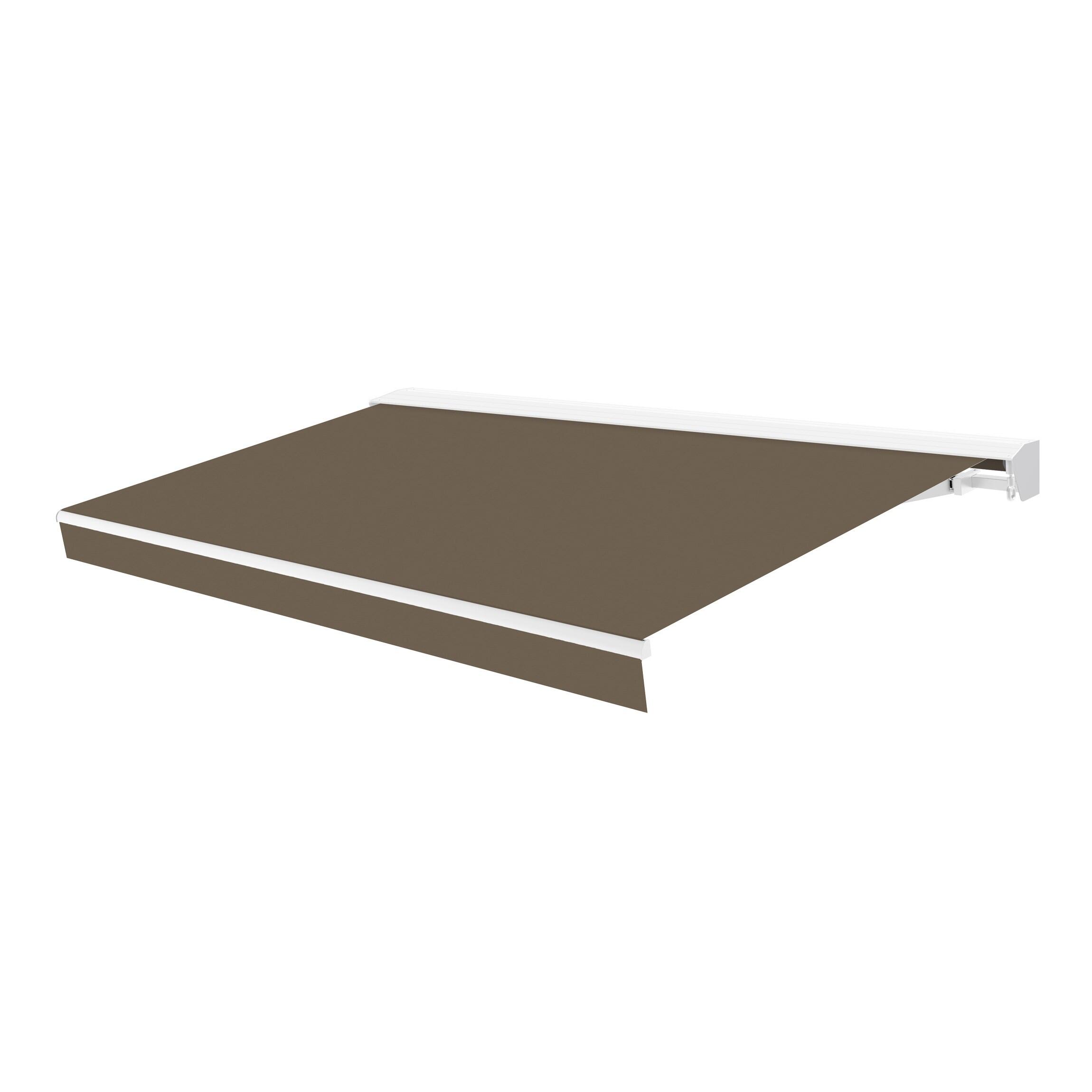 Toldo brazo extensible pro manual semi cofre blanco tela marrón 4x2,5 m