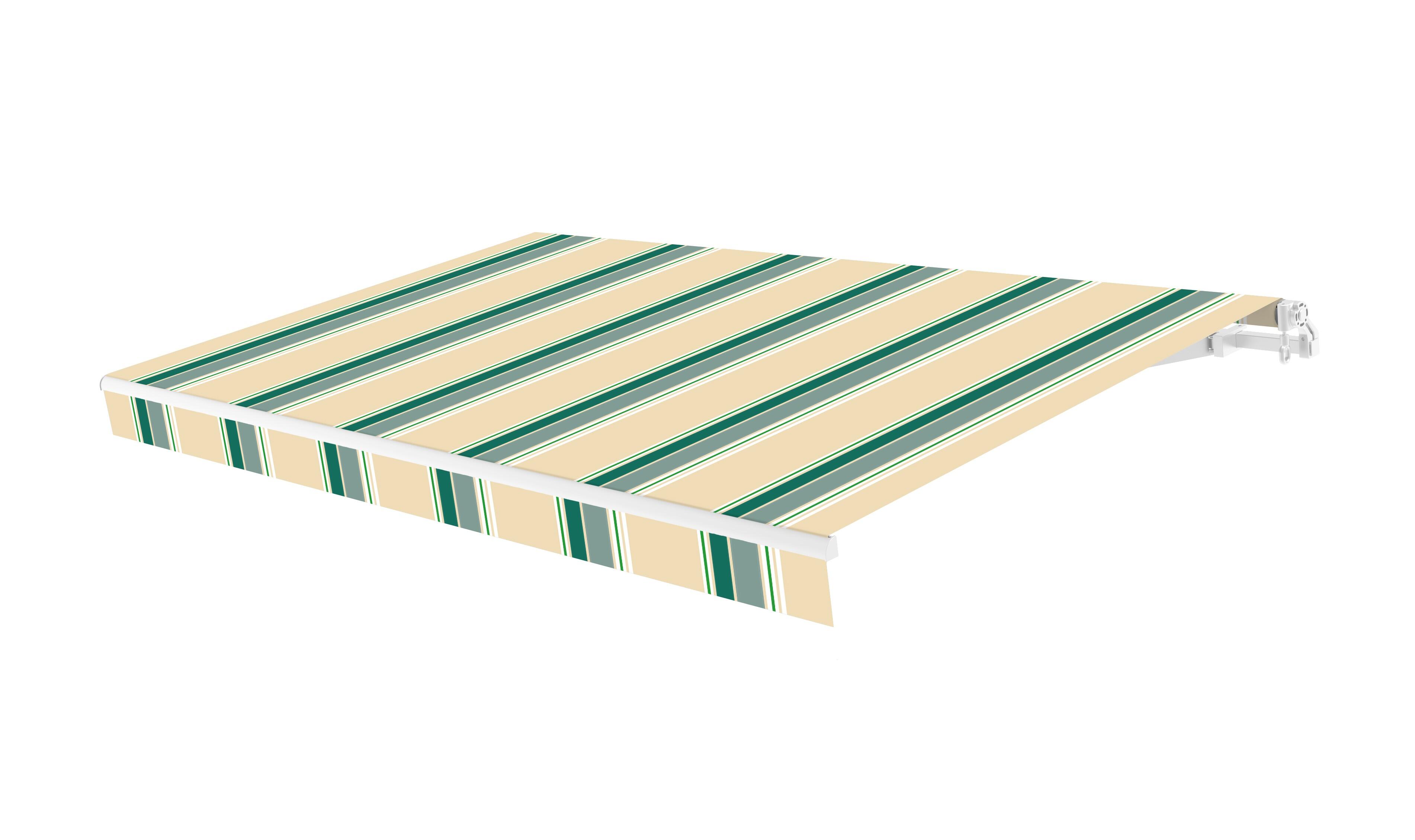 Toldo brazo extensible classic manual sin cofre blanco tela beige/verde 3x2 m