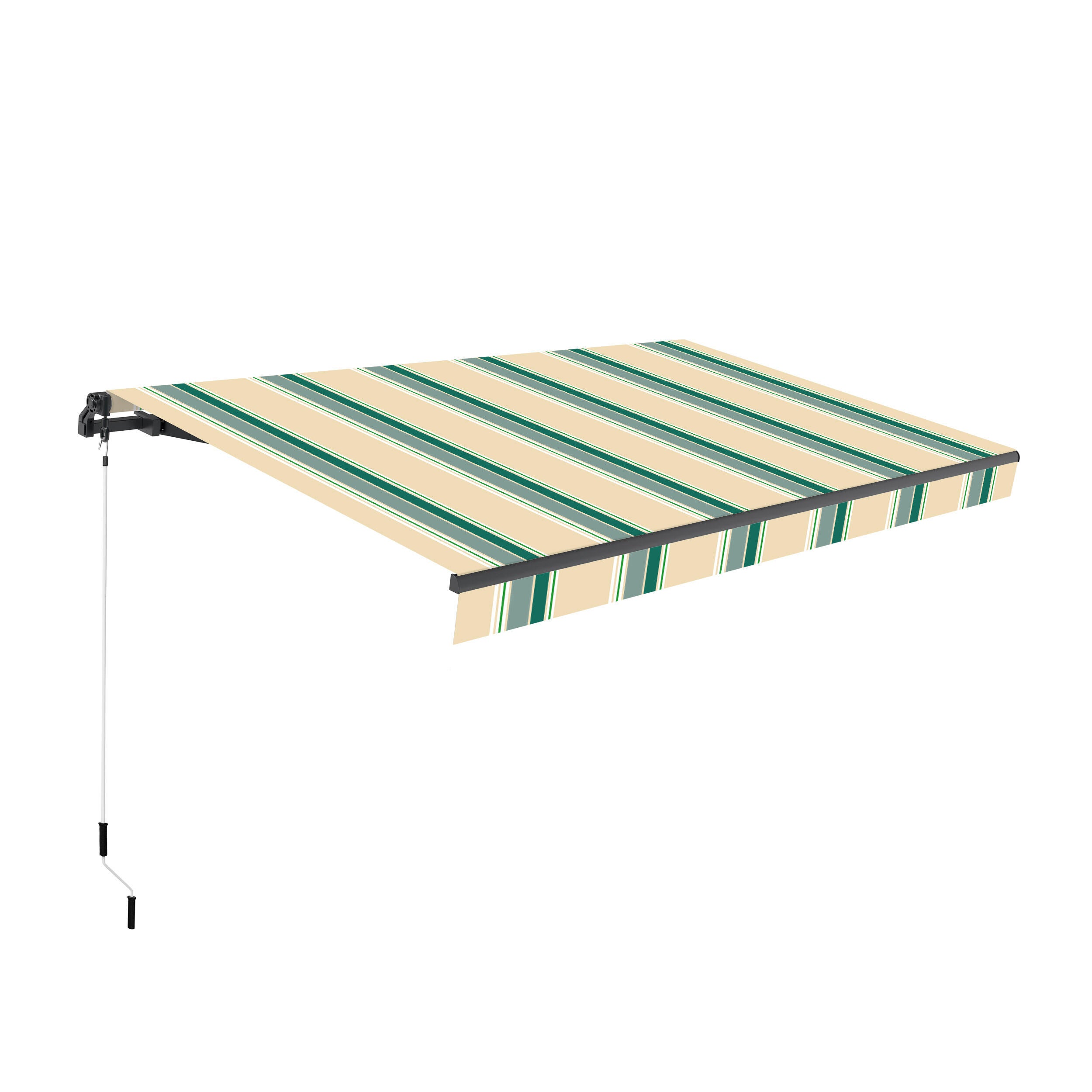 Toldo brazo extensible dark classic manual sin cofre antracita tela beige/verde 4x2,5 m