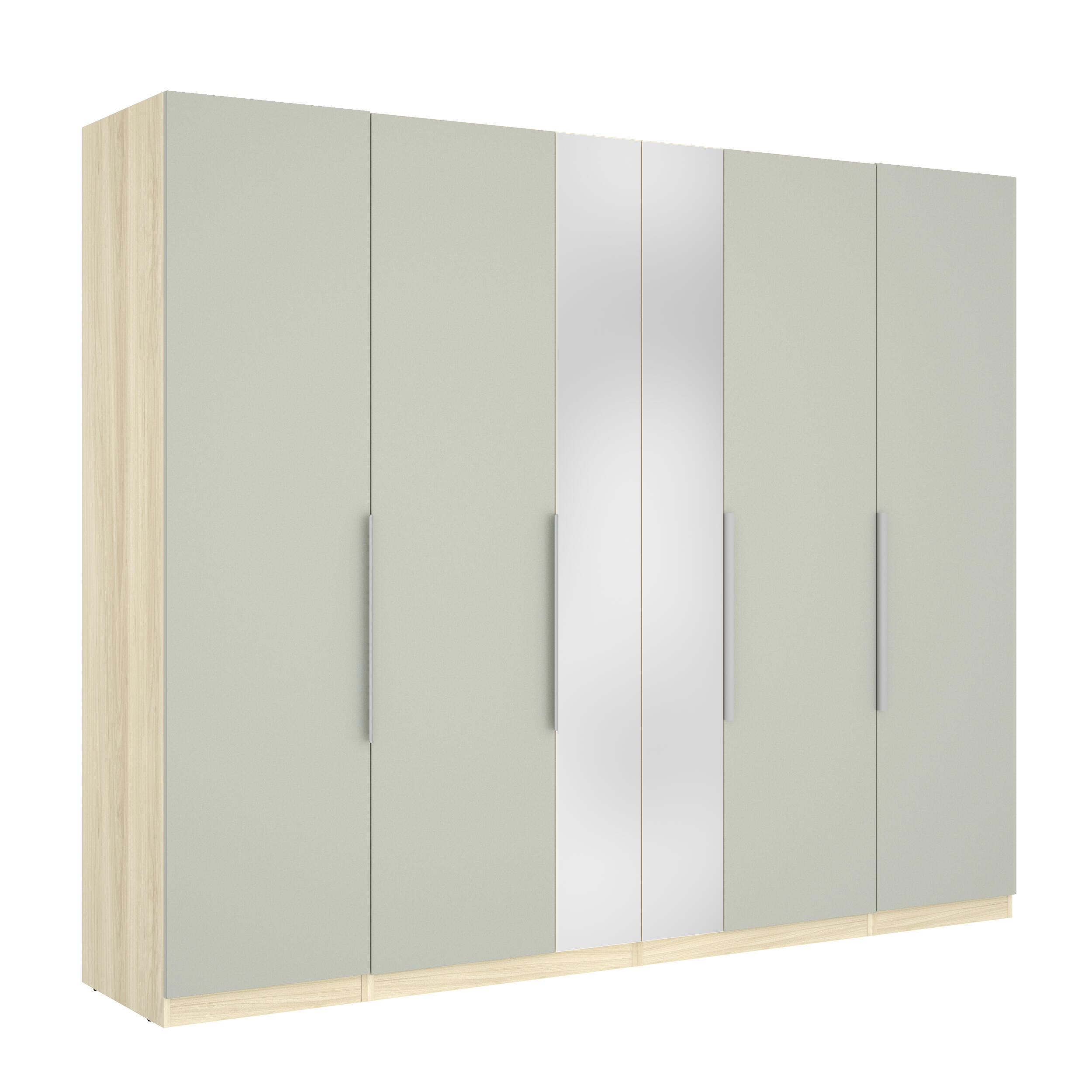 Armario five verde duna/espejo y roble claro 250x203.5x51.5 (ancho x alto x fondo)