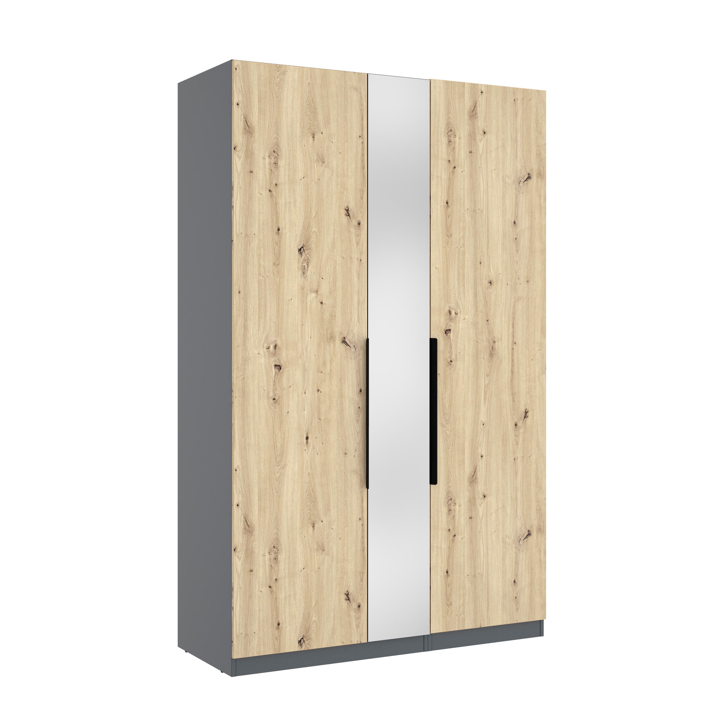 Armario five roble nudos/espejo y gris 125x203.5x51.5 (ancho x alto x fondo)