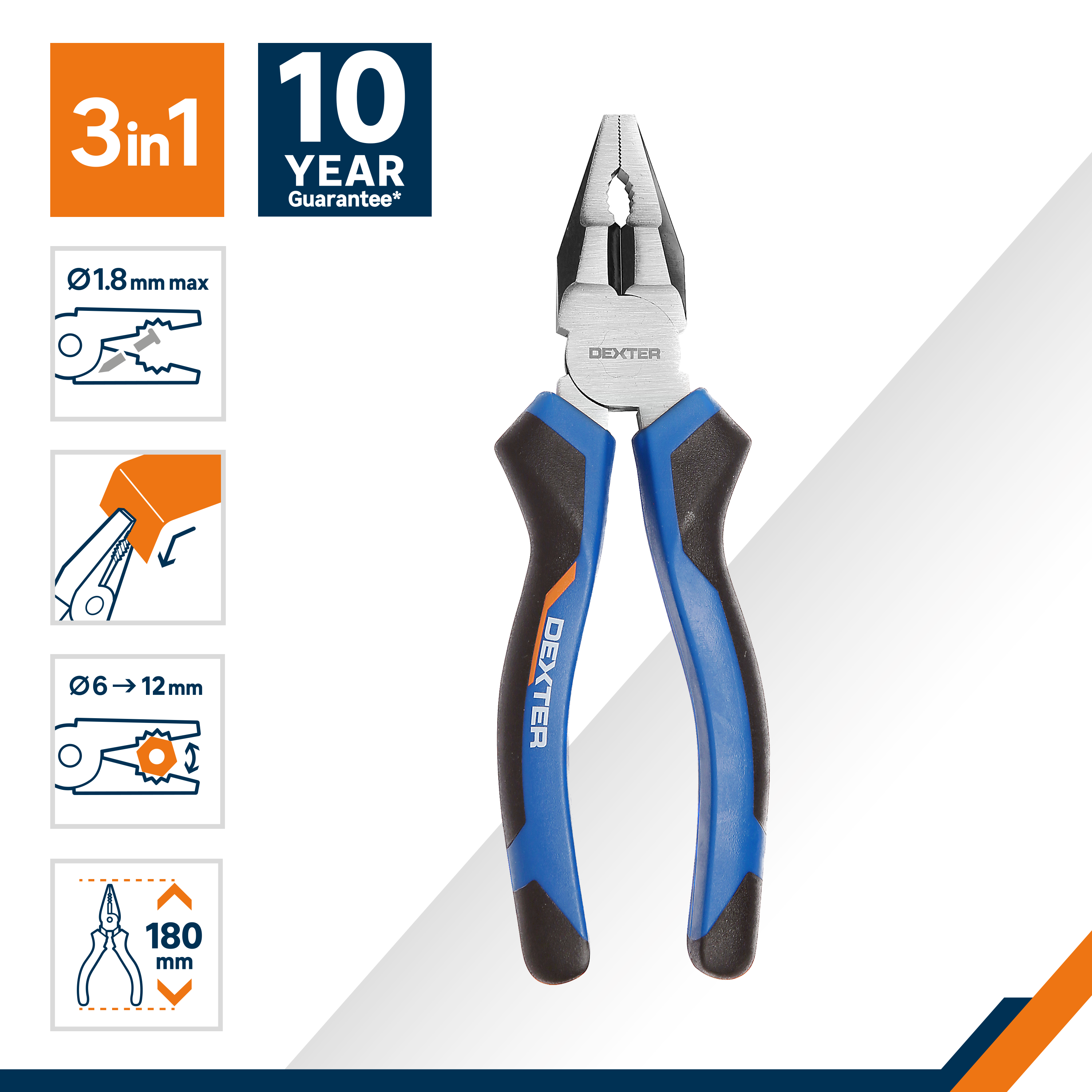 Szczypce uniwersalne 180 mm Dexter - 2