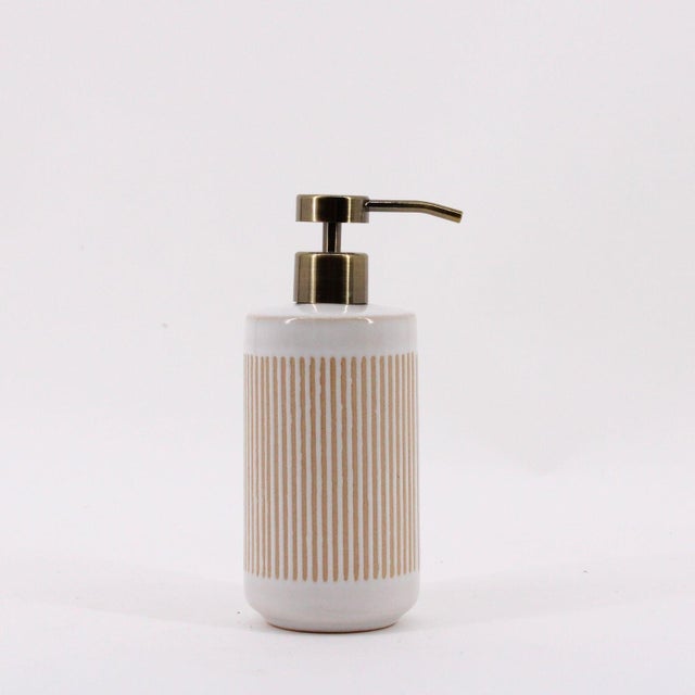 Distributeur de savon 500ml céramique beige Kara AZAO
