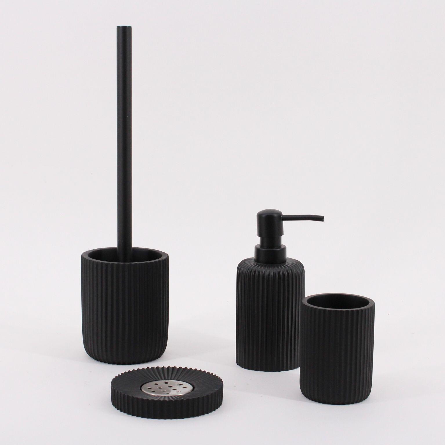 Pot avec brosse WC intégrée noir Line AZAO - 4