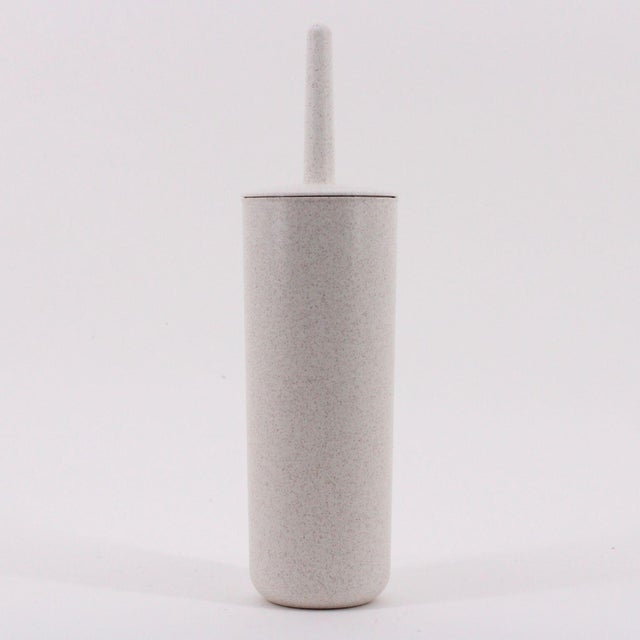 Pot avec brosse WC intégrée beige Nori AZAO