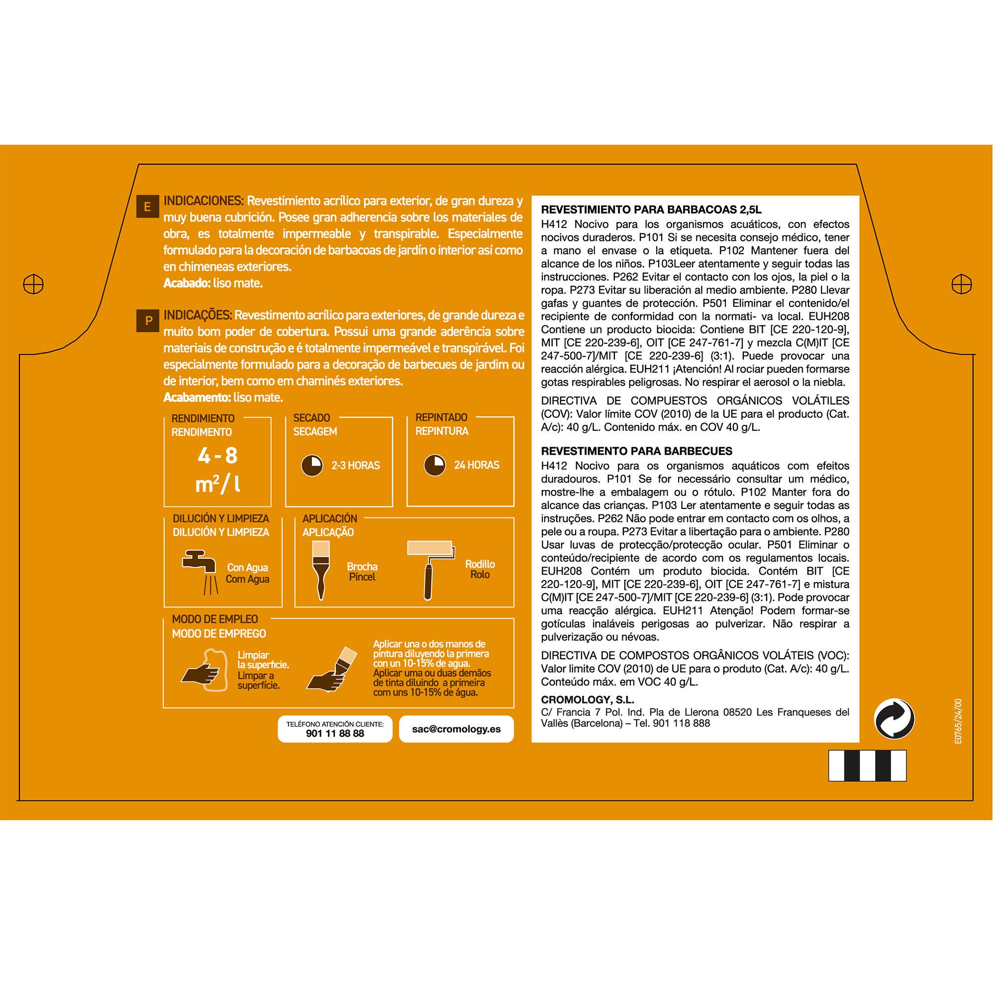 Pintura exterior color blanco para hormigón, mortero, cemento, barbacoa TOLLENS mate 2.5L base agua antigoteo - 3