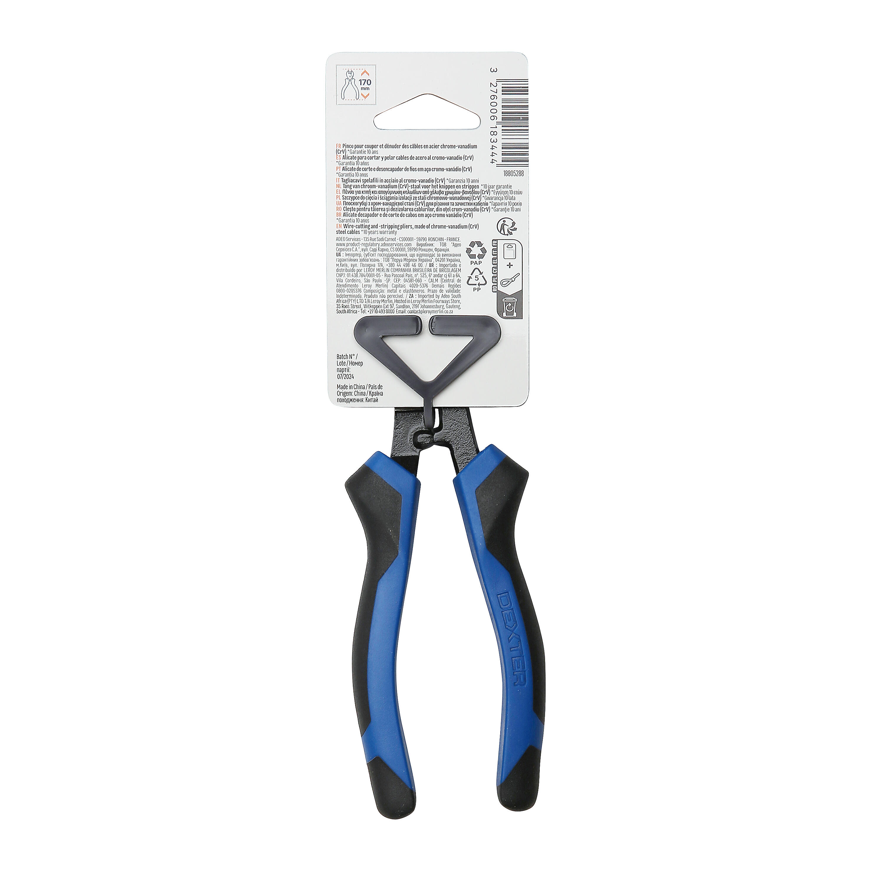 Pince coupante sans protection électrique DEXTER 856544, 170 mm - 6