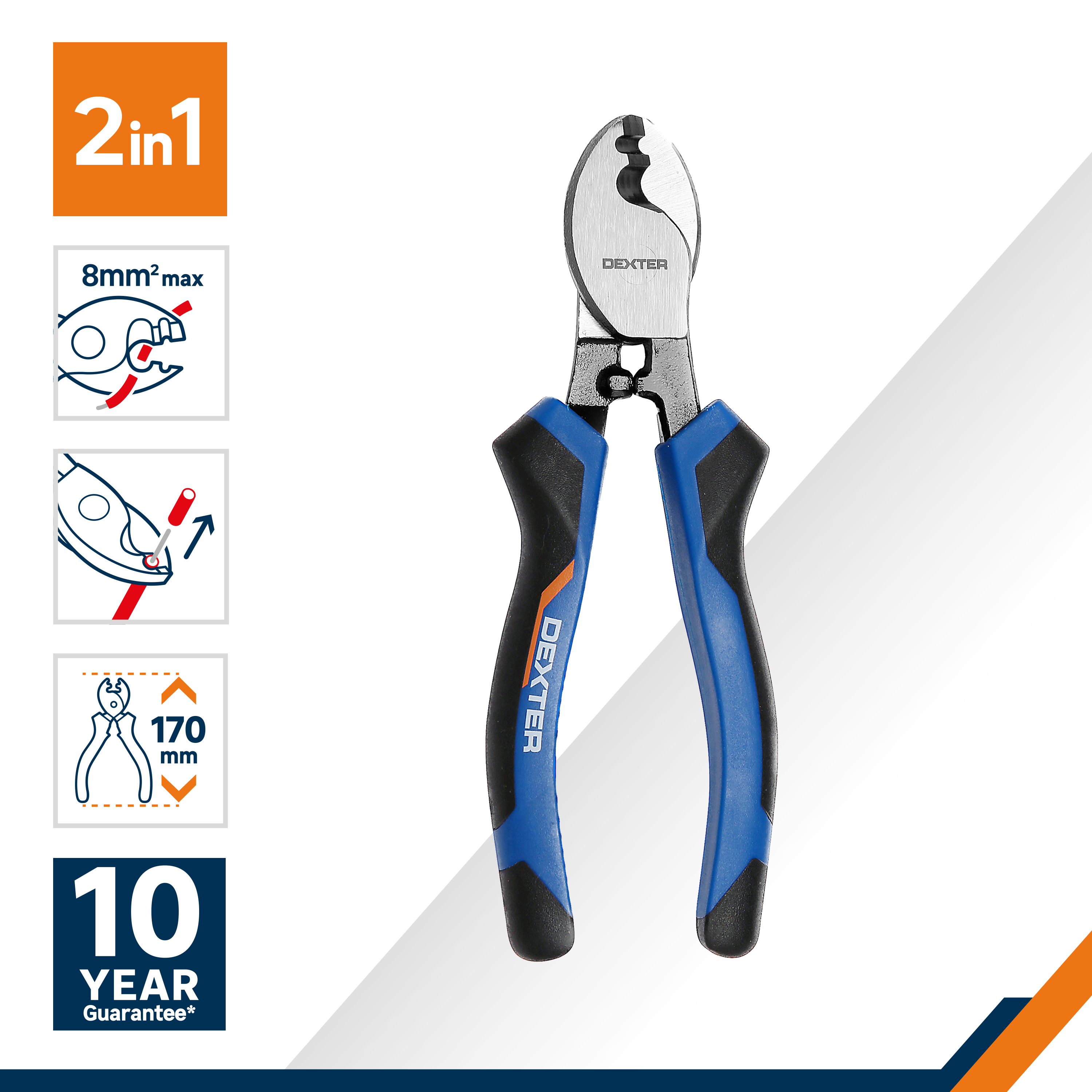 Pince coupante sans protection électrique DEXTER 856544, 170 mm - 2