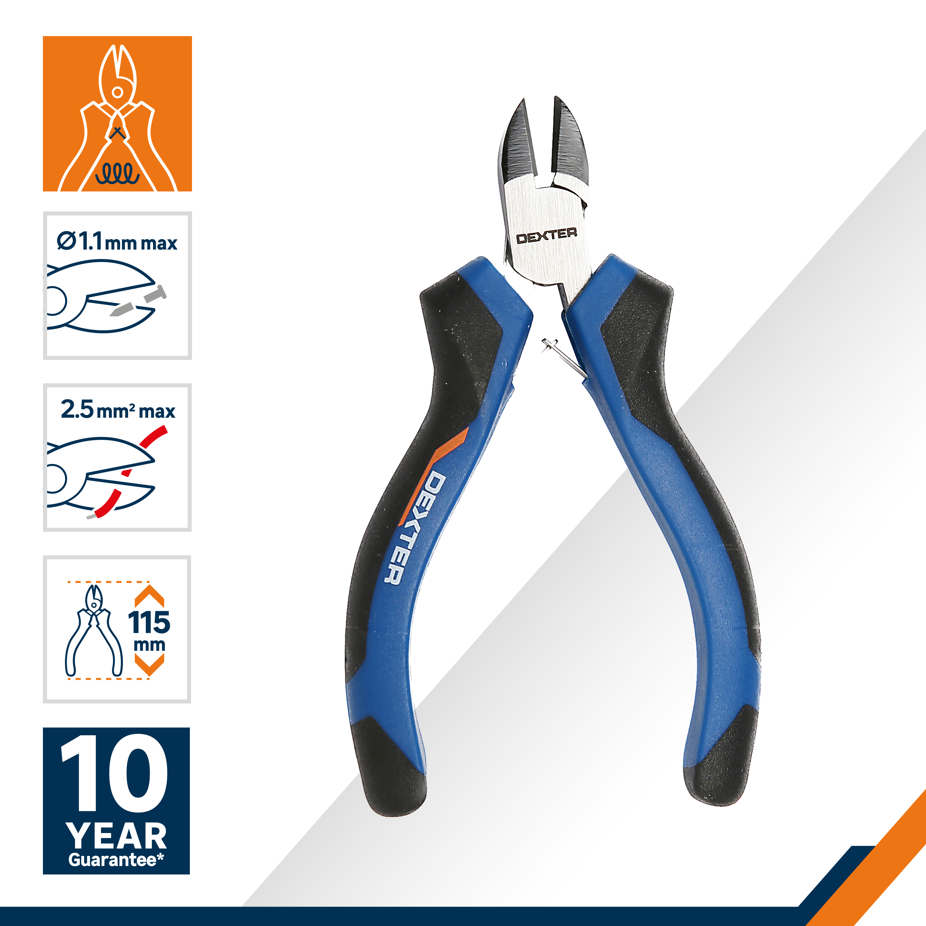 Pince coupante sans protection électrique DEXTER 856545, 110 mm - 2