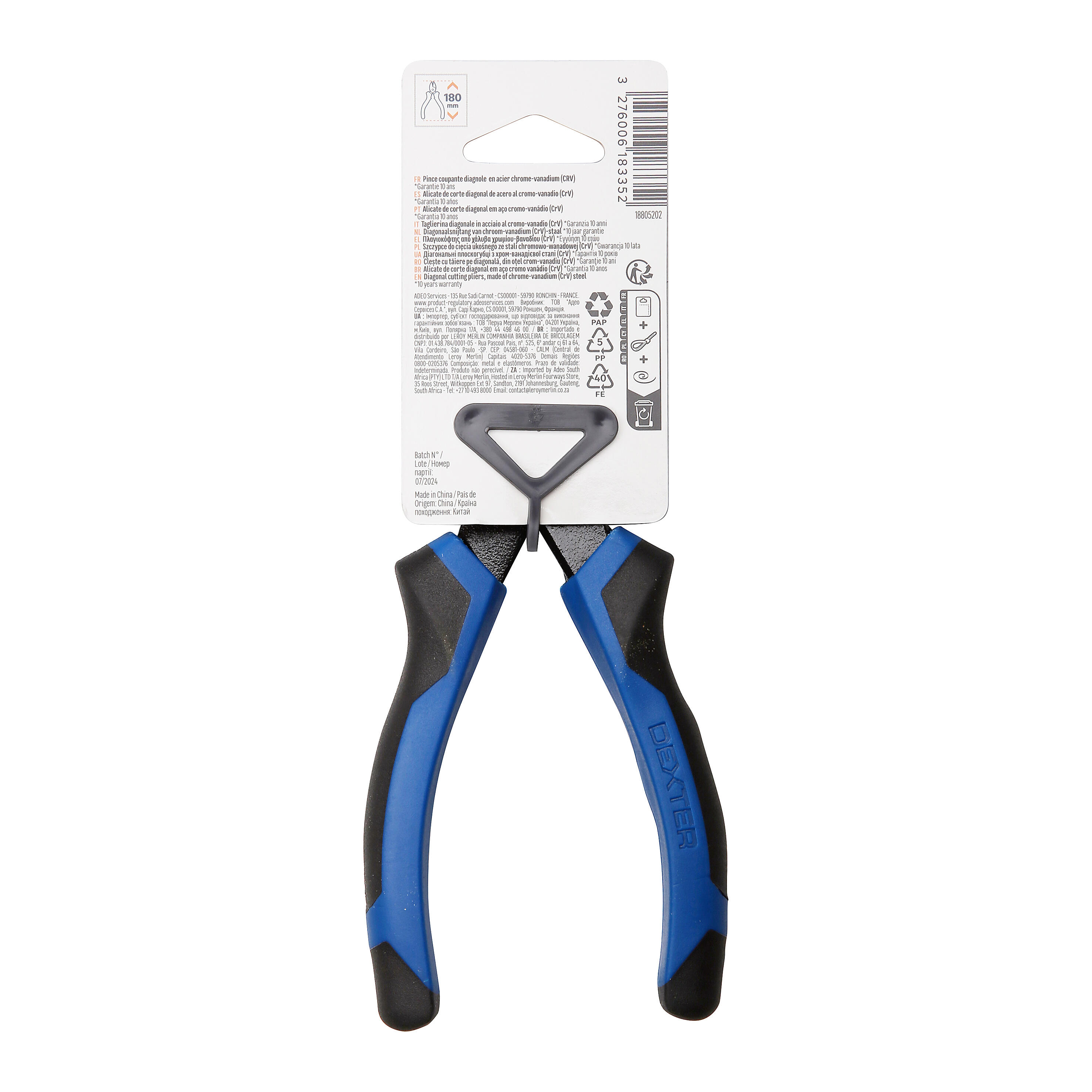 Pince coupante sans protection électrique DEXTER 856556, 180 mm - 7