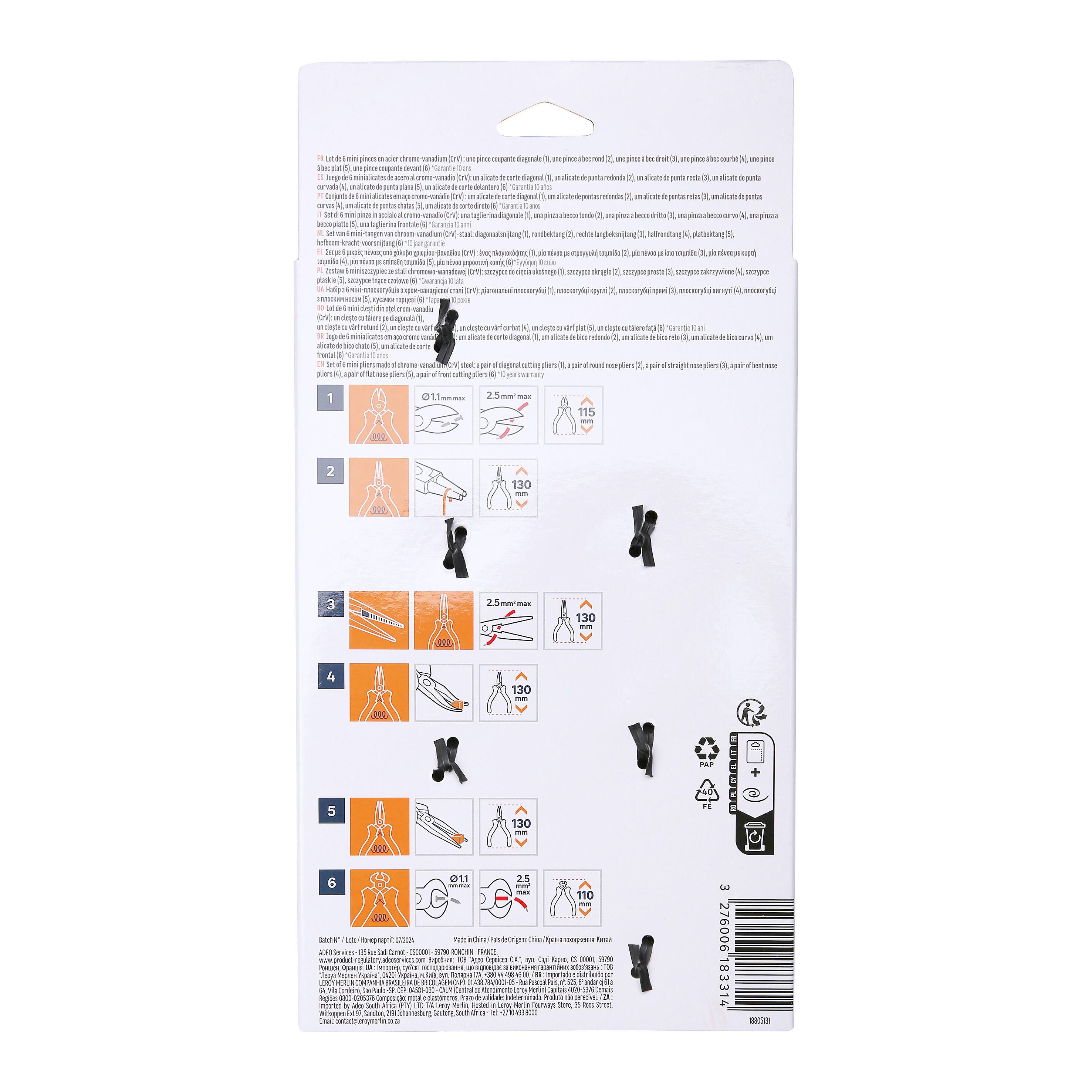 Lot de 6 minipinces DEXTER - 8