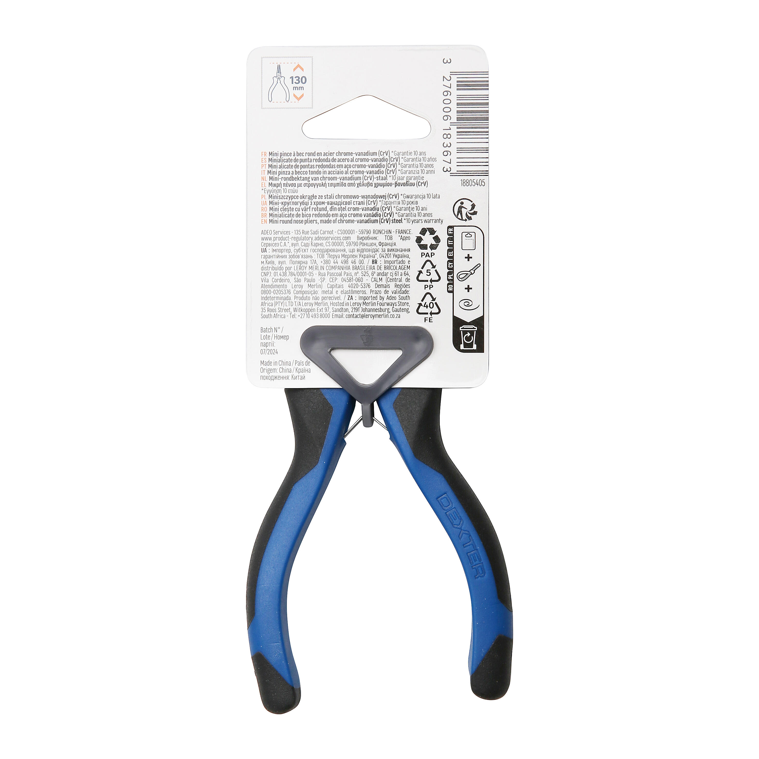 Mini-pince à bec rond sans protection électrique DEXTER 856513, 80 mm - 4