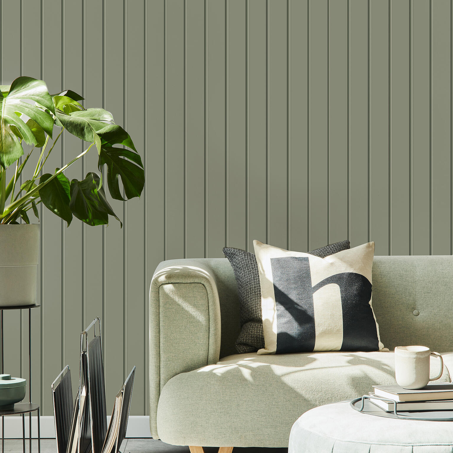 Papel de parede vinílico TNT Ripas verde - 4