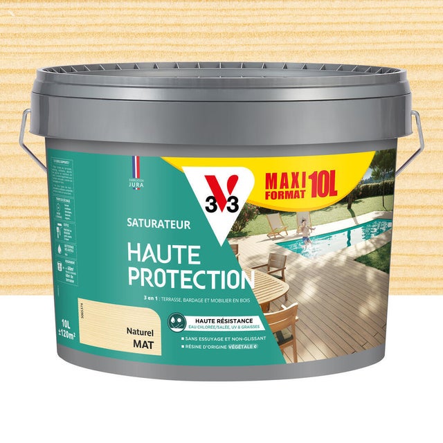 Saturateur pour bois extérieur V33 Haute protection naturel mat 10 l