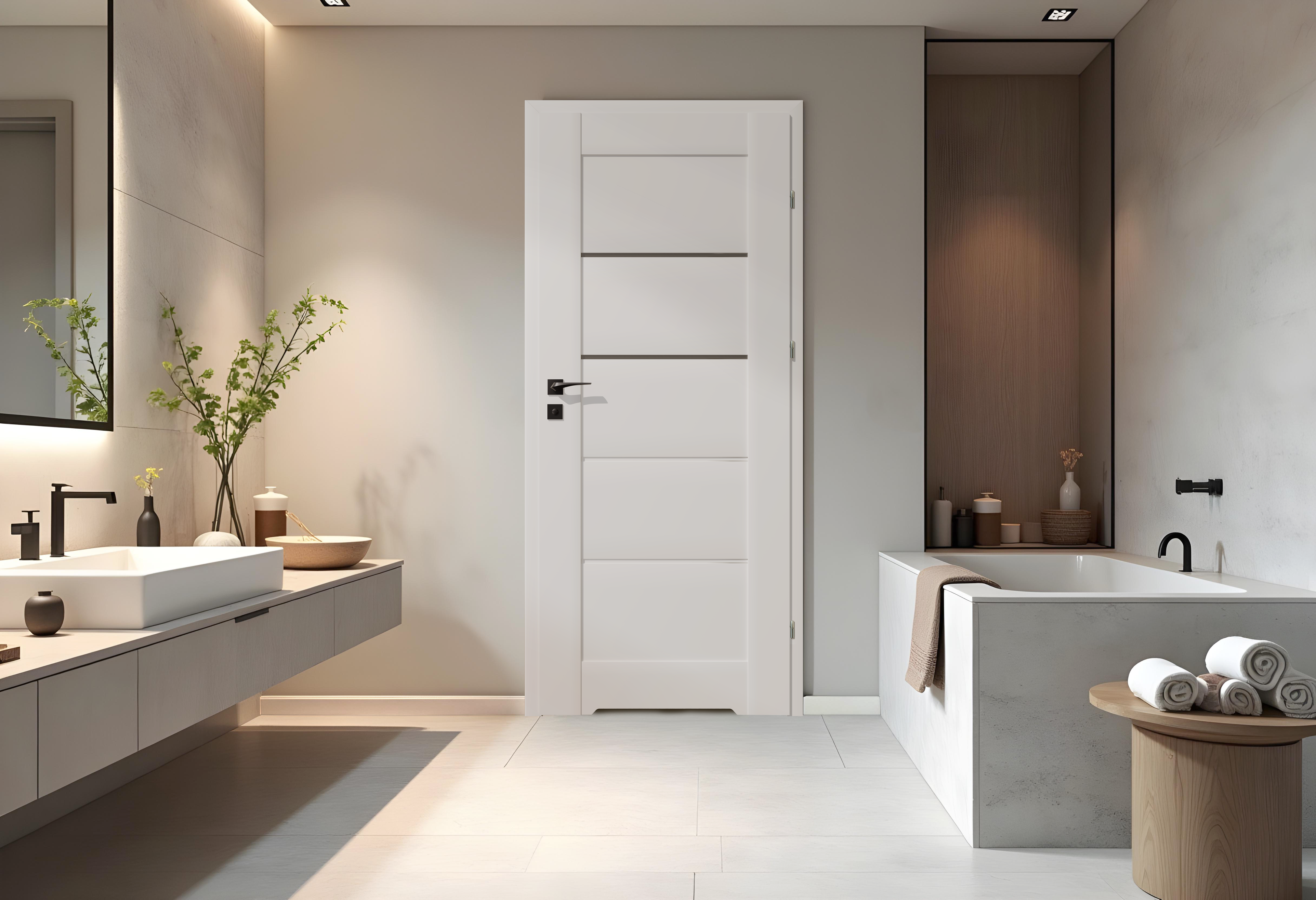 Drzwi wewnętrzne łazienkowe z podcięciem wentylacyjnym Vinci Nero białe czarna szyba 80 prawe Voster - 4