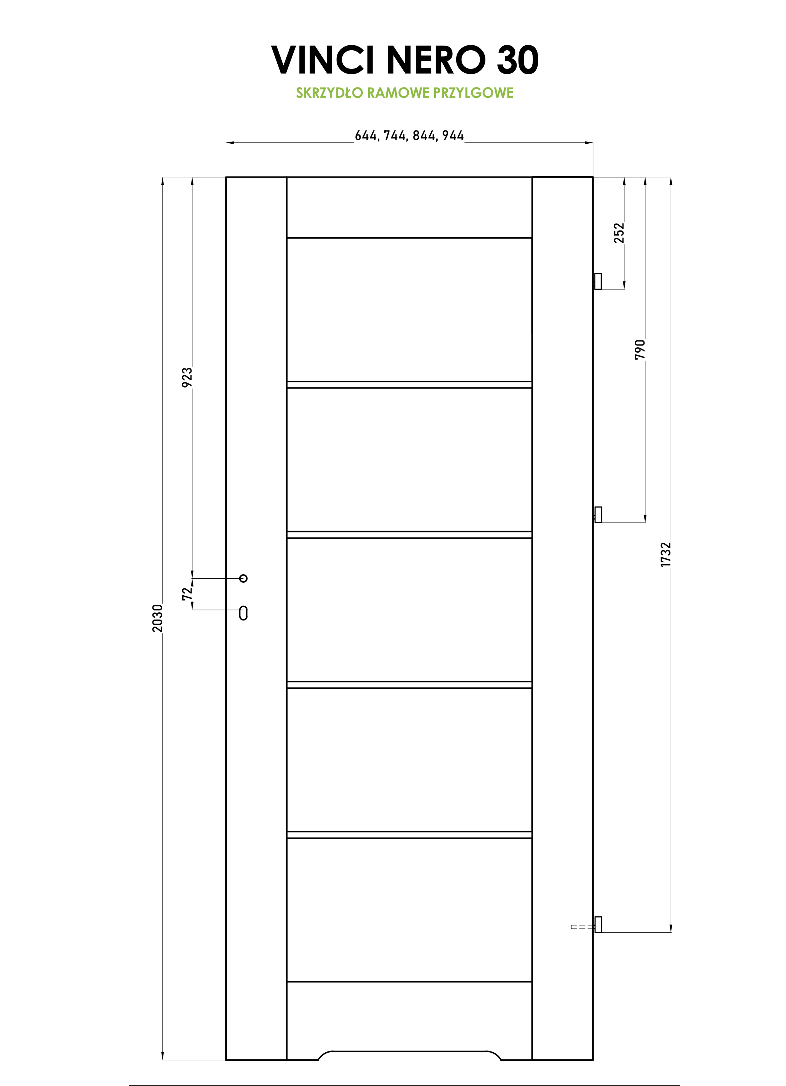 Drzwi wewnętrzne łazienkowe z podcięciem wentylacyjnym Vinci Nero białe czarna szyba 60 lewe Voster - 4