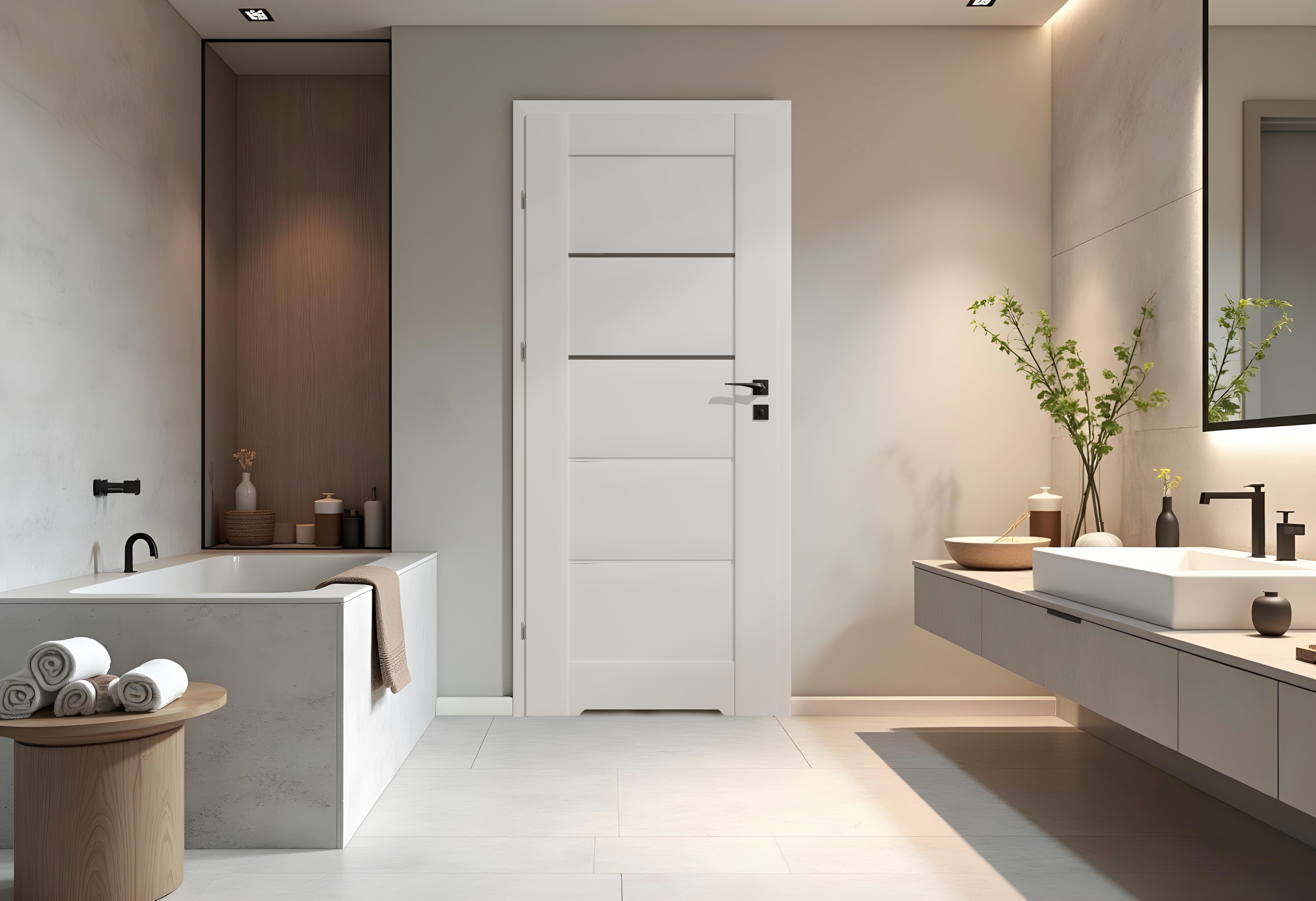 Drzwi wewnętrzne łazienkowe z podcięciem wentylacyjnym Vinci Nero białe czarna szyba 60 lewe Voster - 2