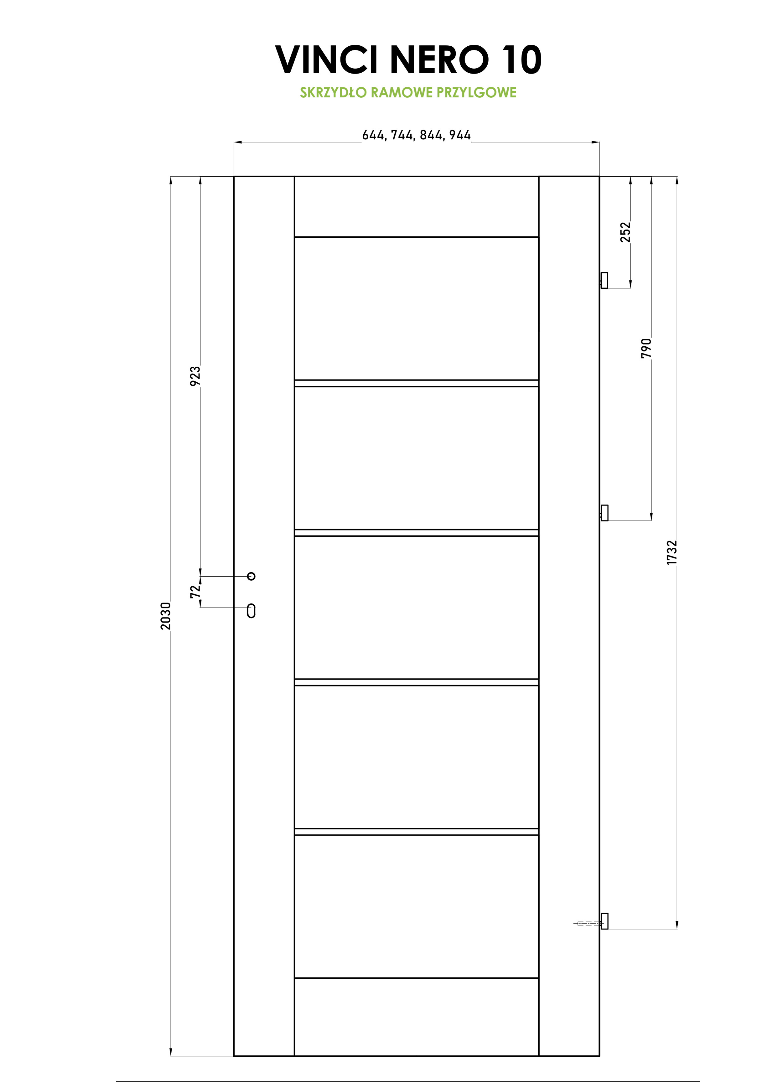 Drzwi wewnętrzne pokojowe Vinci Nero białe czarna szyba 80 prawe Voster - 6