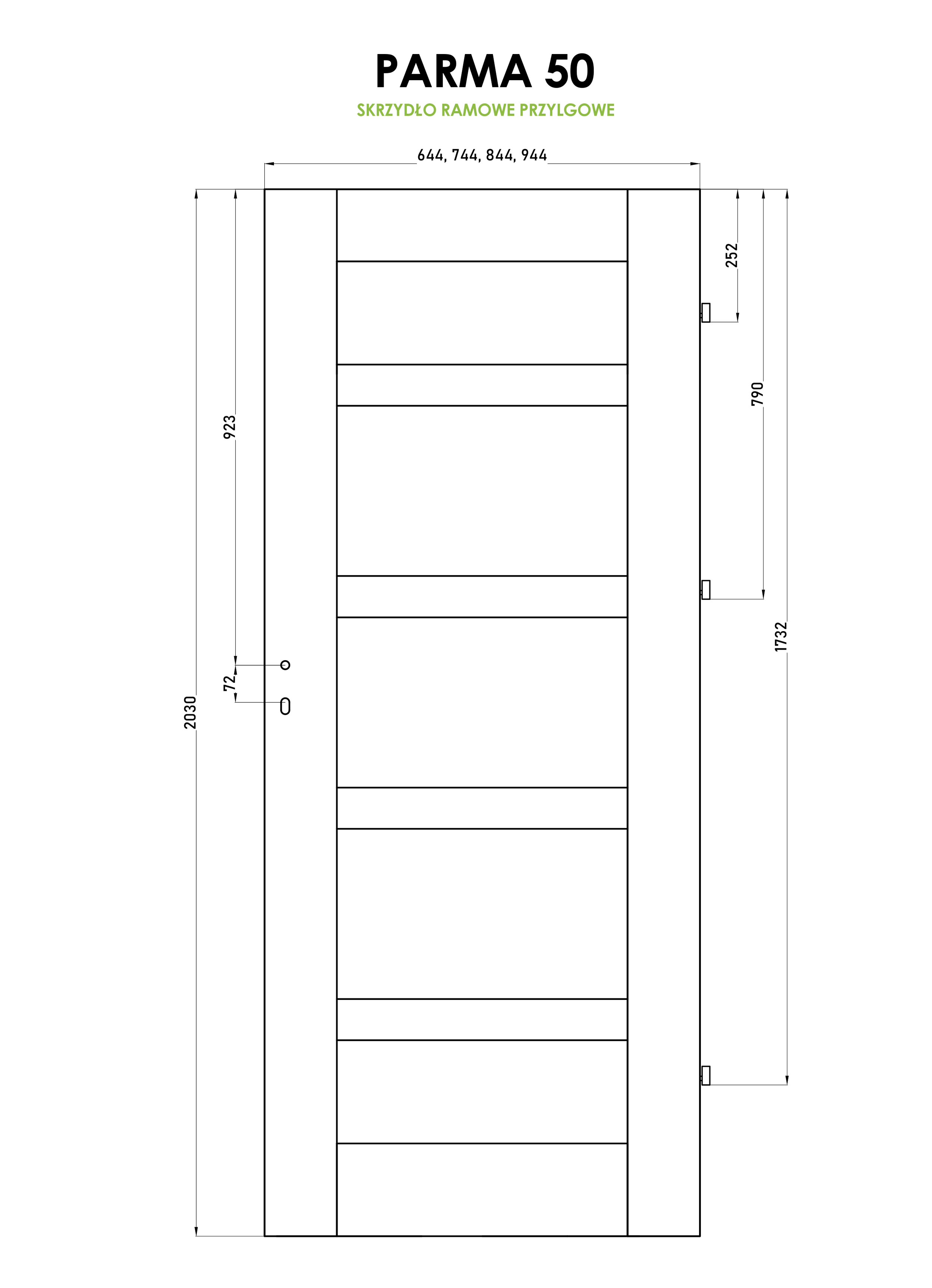 Drzwi wewnętrzne pełne Parma Białe 80 Lewe Artens - 3