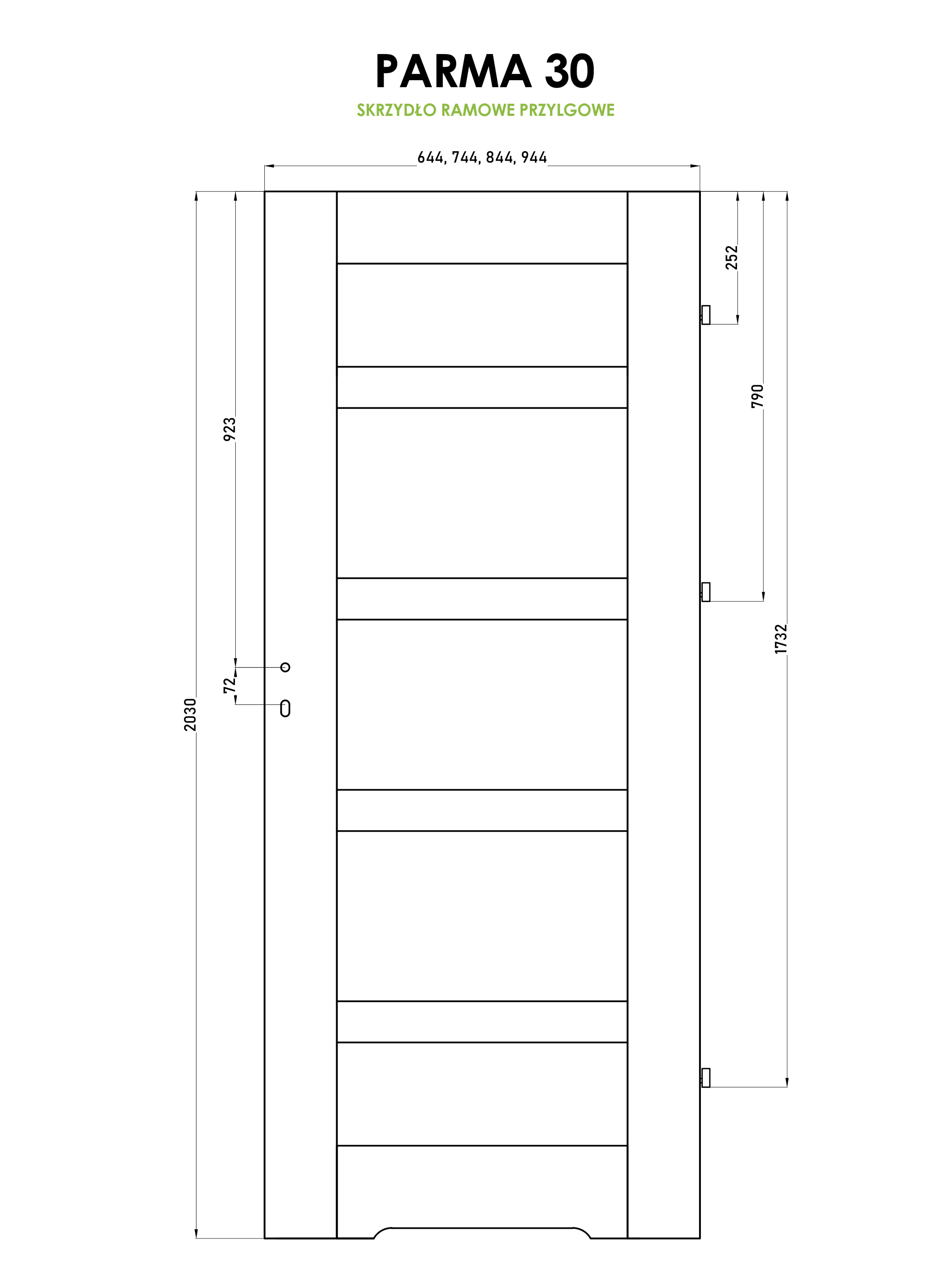 Drzwi wewnętrzne łazienkowe z podcięciem wentylacyjnym Parma Białe 70 Prawe Artens - 4
