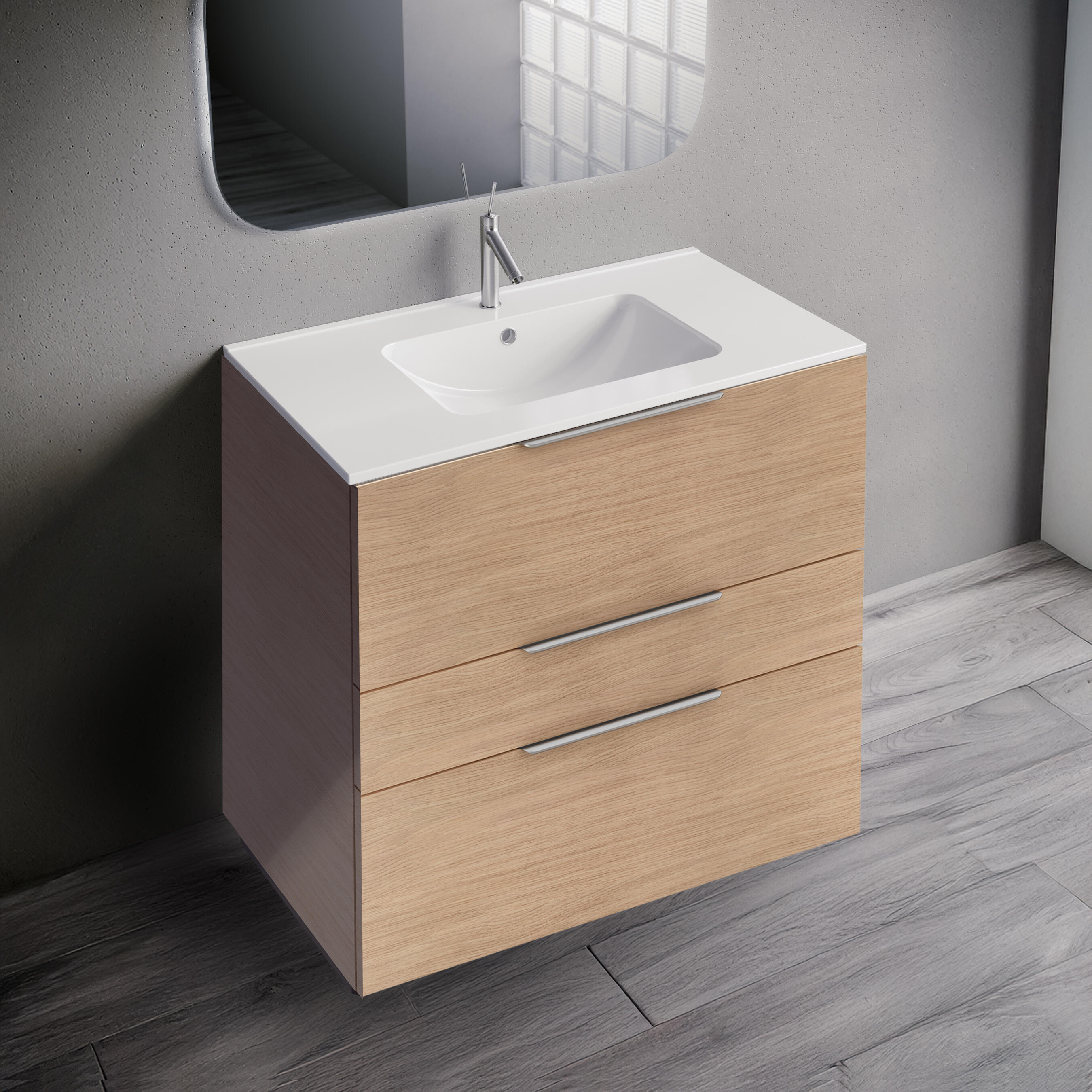 Mueble de baño con lavabo neo roble 90x48 cm