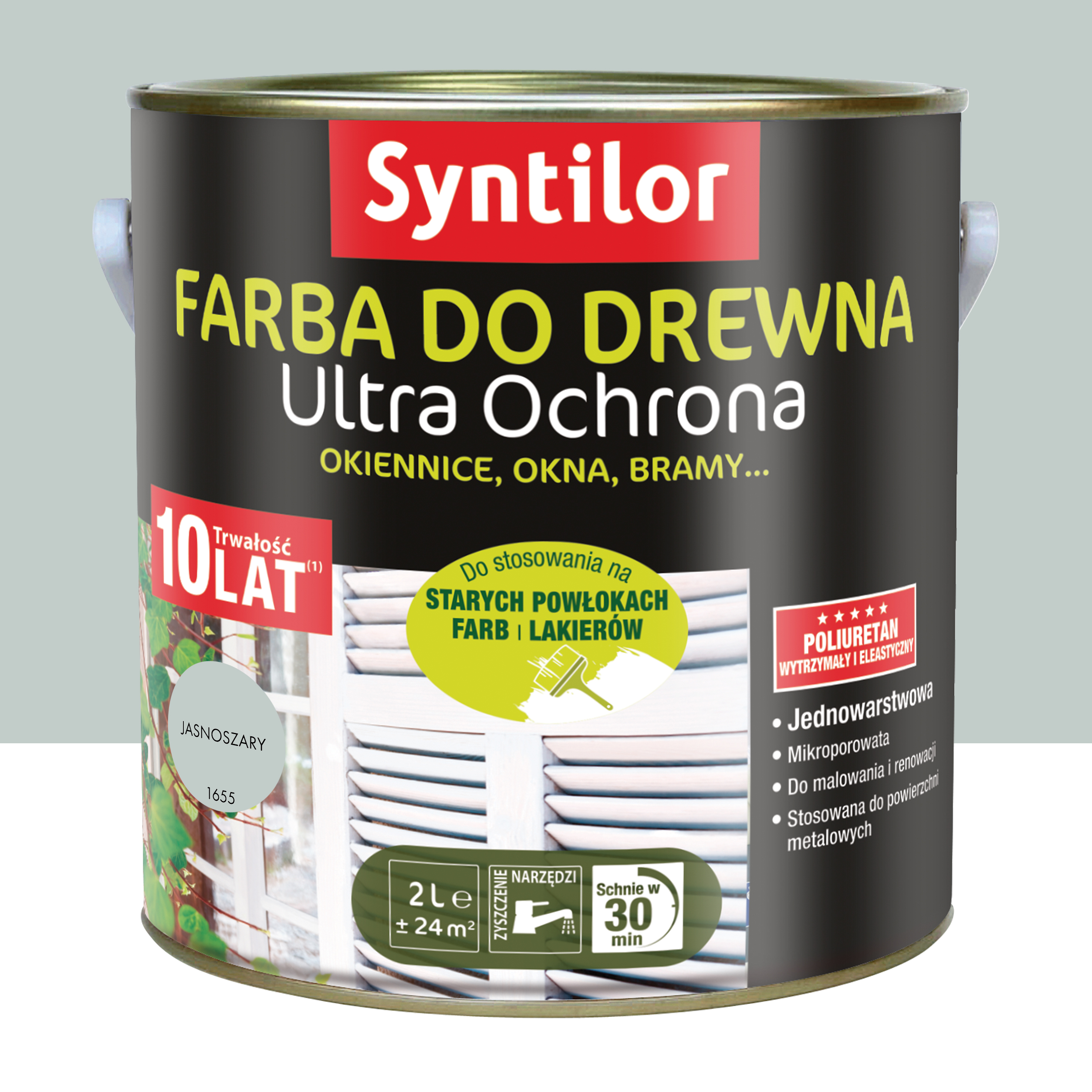 Farba do drewna Ultra Ochrona jasnoszara półpołysk 2 l Syntilor