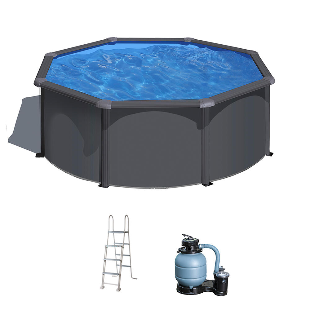 Piscina desmontable de acero imitación antracita redonda gre ø 3 x 1,2 m