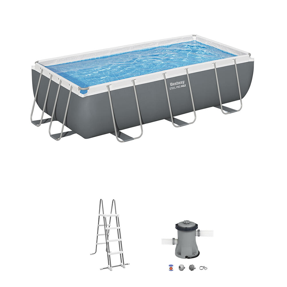 Piscina tubular de acero gris rectangular 4,04x2,01x1 m con depuradora de cartucho bestway