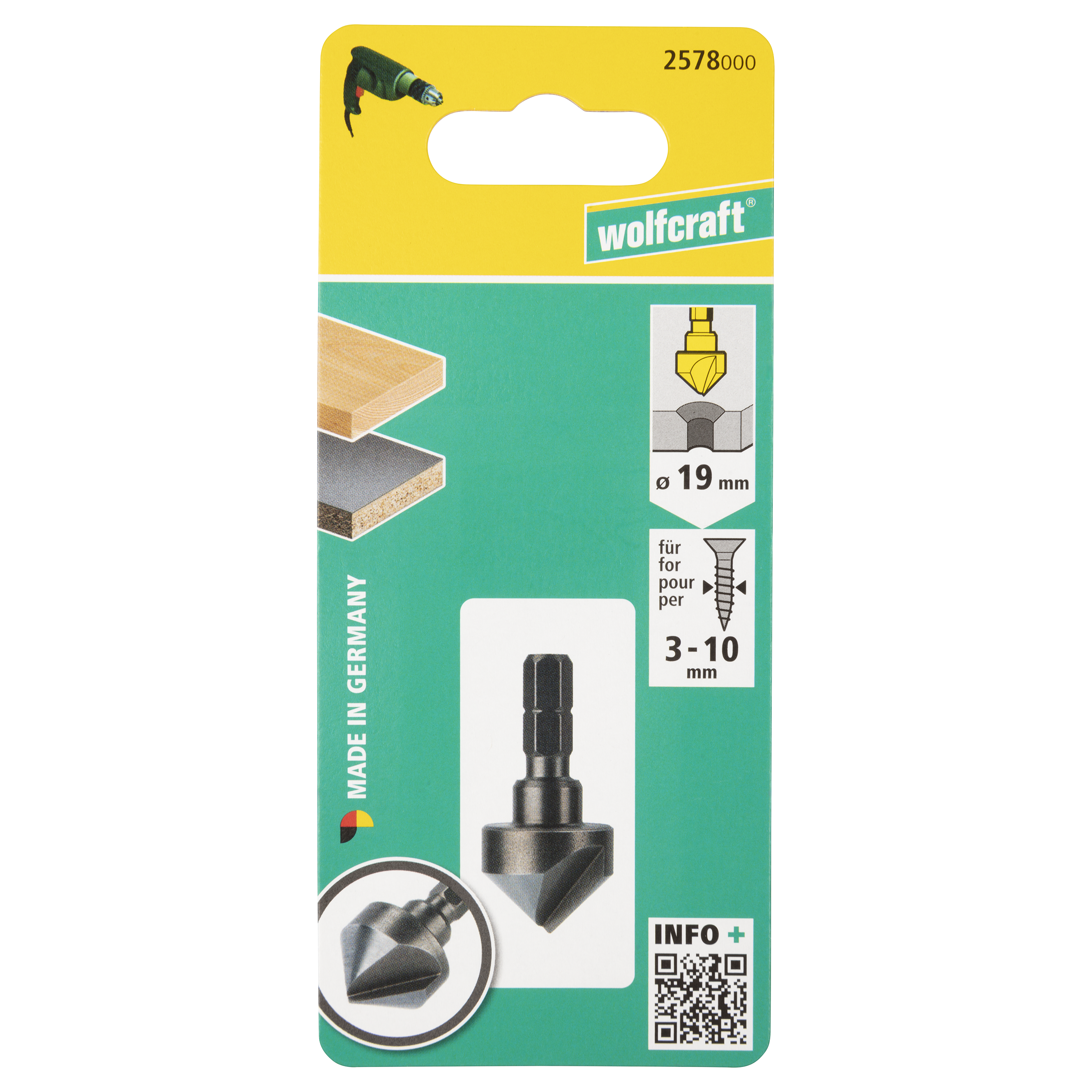 Fazownik - pogłębiacz 19 mm 2578000 WOLFCRAFT - 3