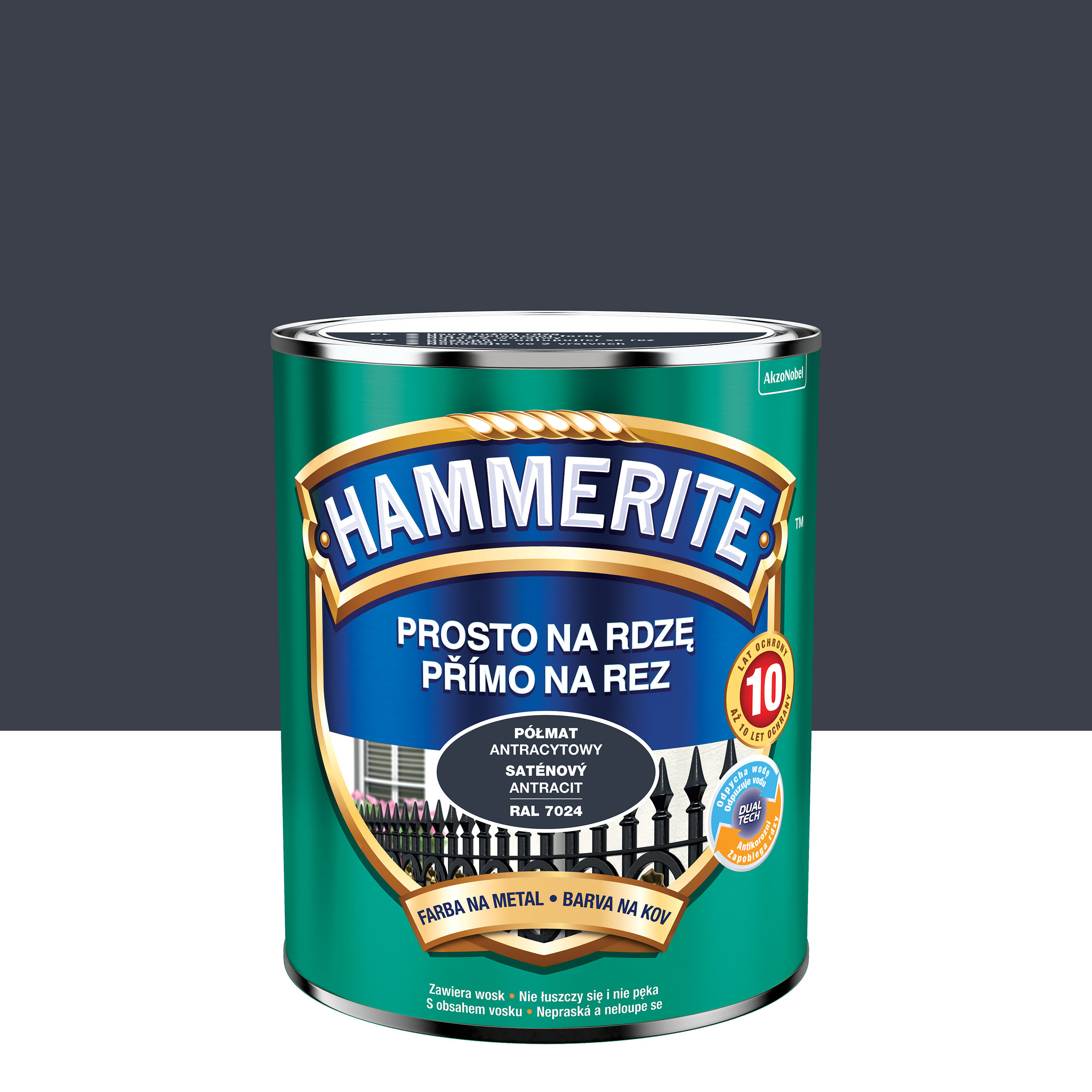Farba do metalu prosto na rdzę antracyt półmat 0.7 l Hammerite
