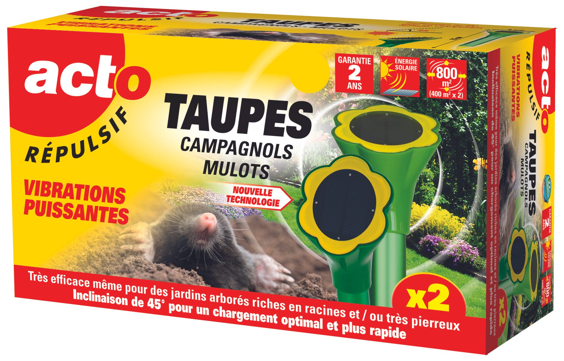 Lot De 2 Répulsifs Solaires Ultrasoniques Anti-Taupes - Puissant Et Étanche Pour Jardin, Pelouse Et Cour