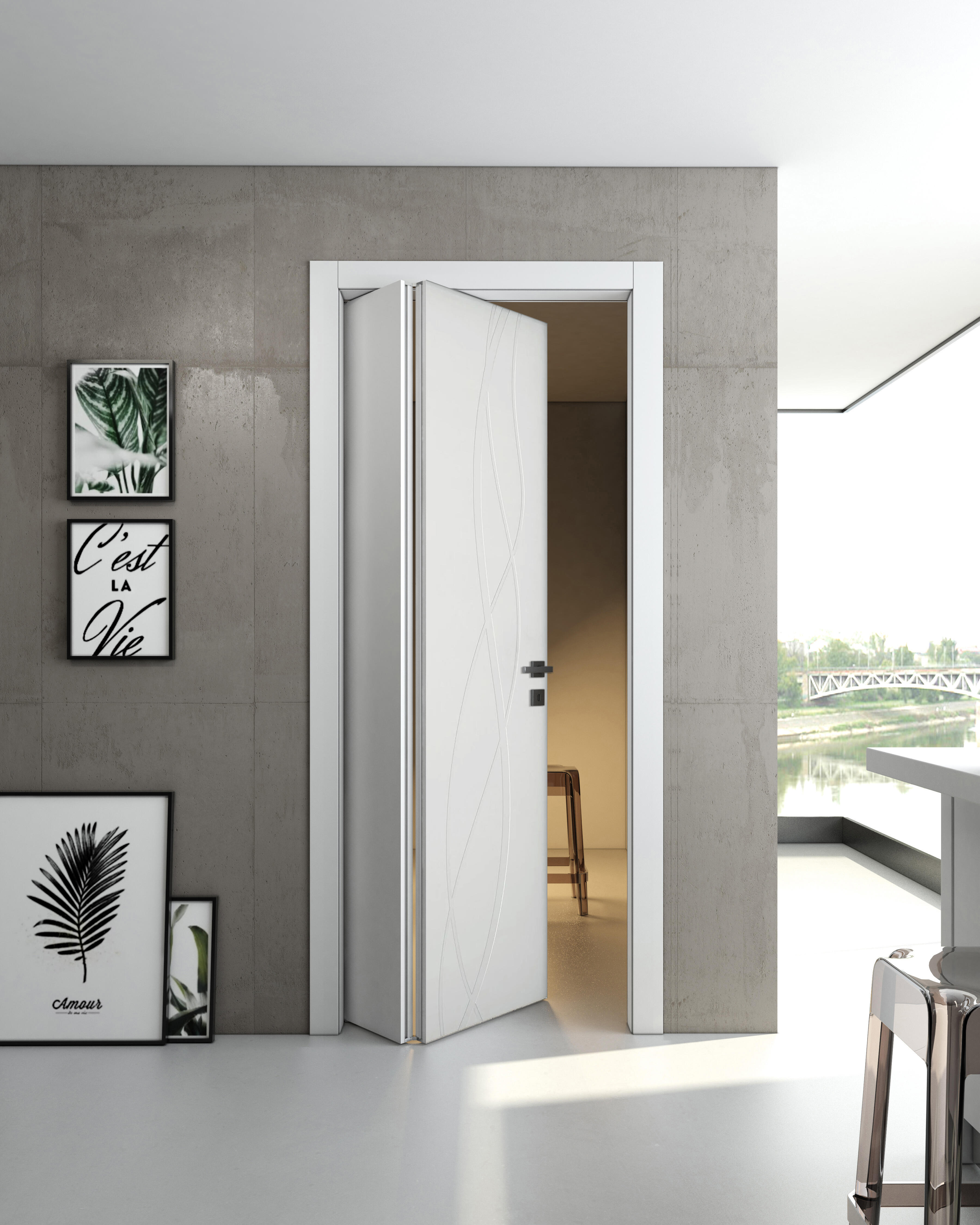 Porta pieghevole a libro asimmetrica Wonder bianco L 80 x H 210 cm sinistra - 2