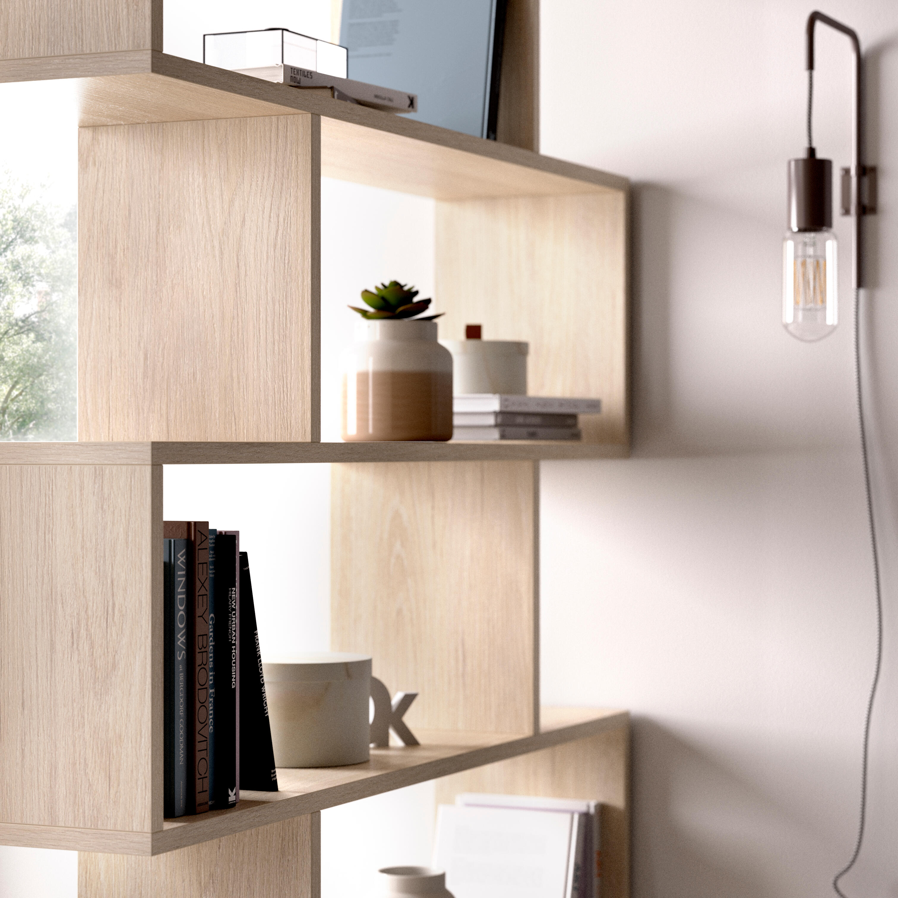 Libreria 7 ripiani Alta Lis L 80 x P 25 x H 190 cm beige, portata per ripiano 5 kg - 3