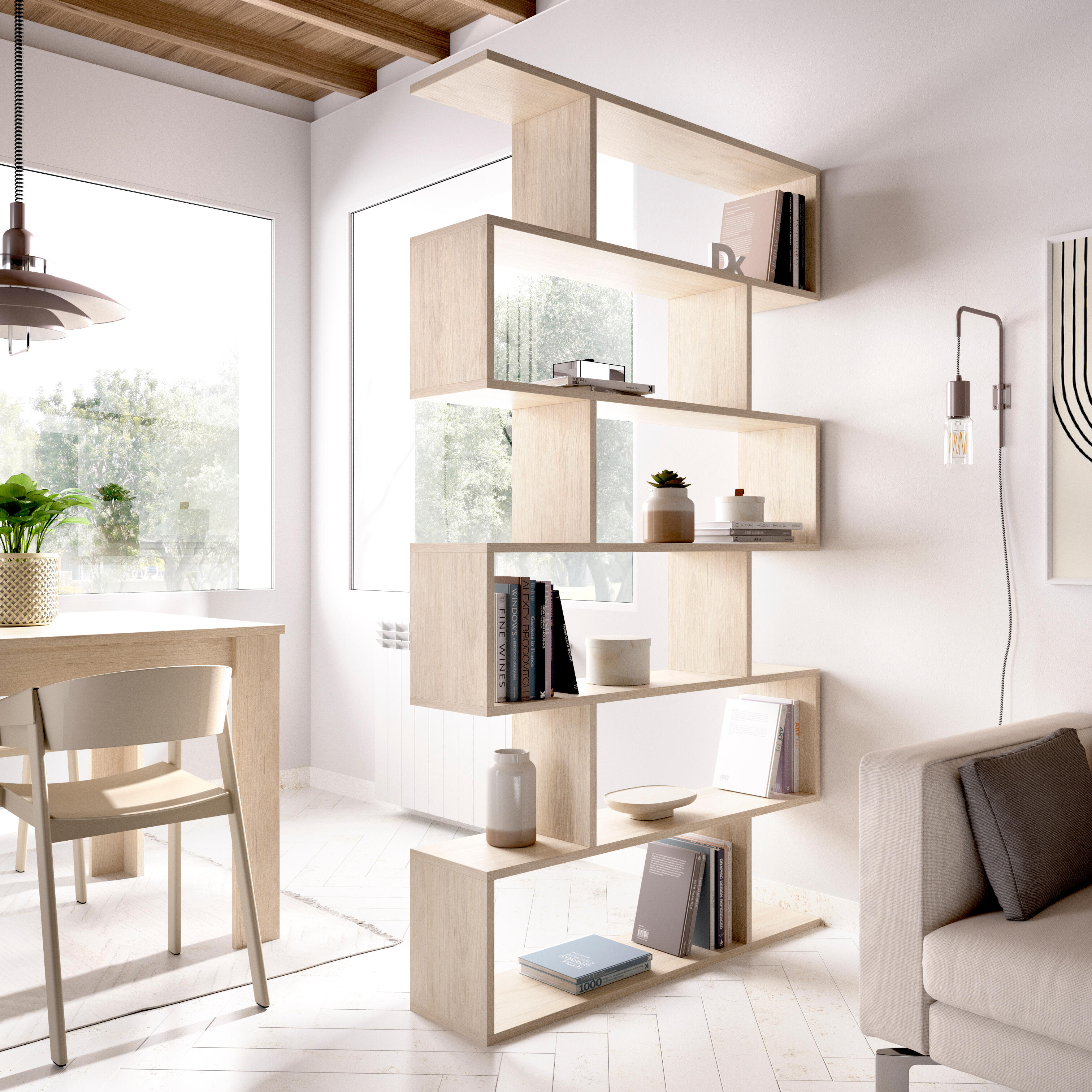 Libreria 7 ripiani Alta Lis L 80 x P 25 x H 190 cm beige, portata per ripiano 5 kg - 2