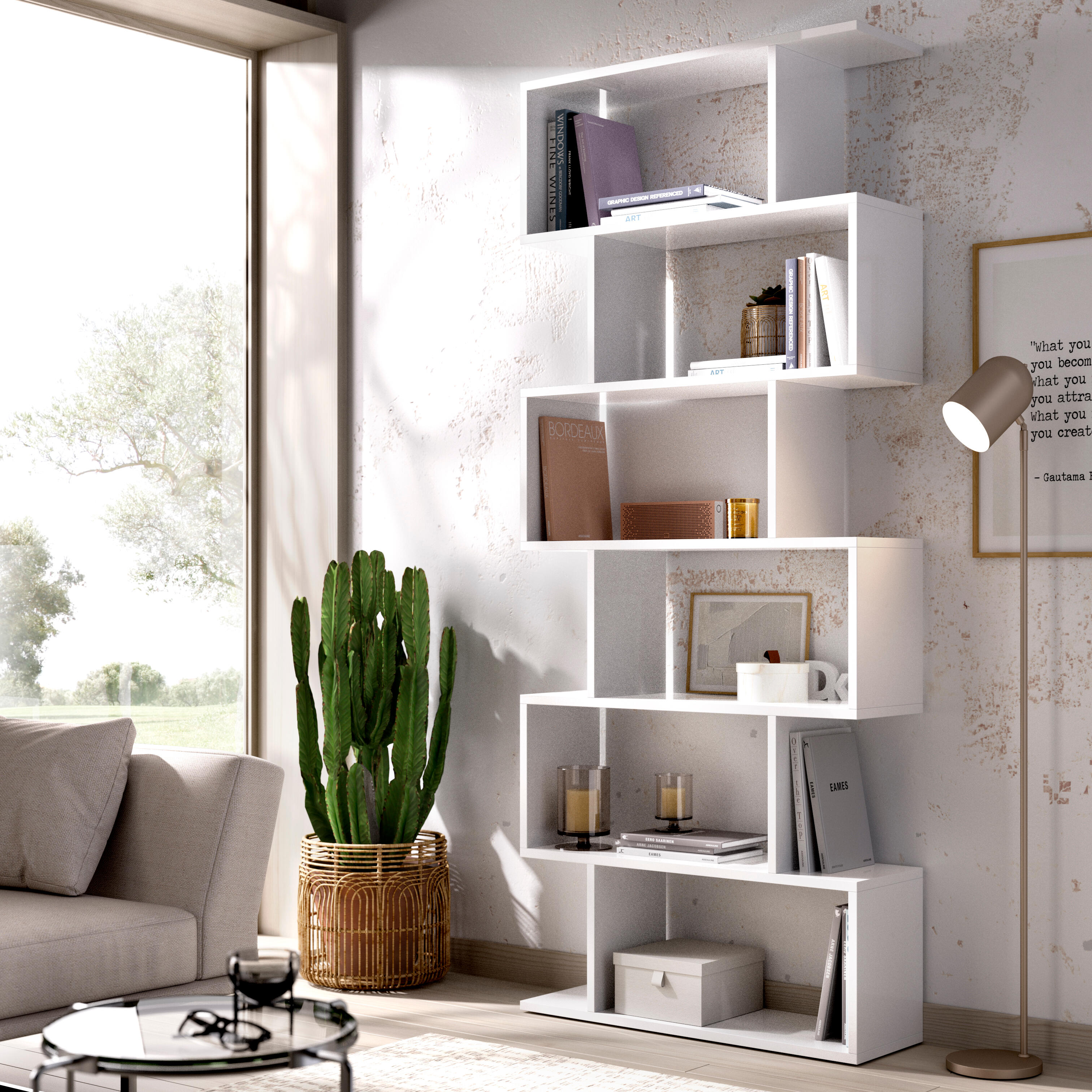 Libreria 7 ripiani Alta Lis L 80 x P 25 x H 190 cm bianco, portata per ripiano 5 kg - 2