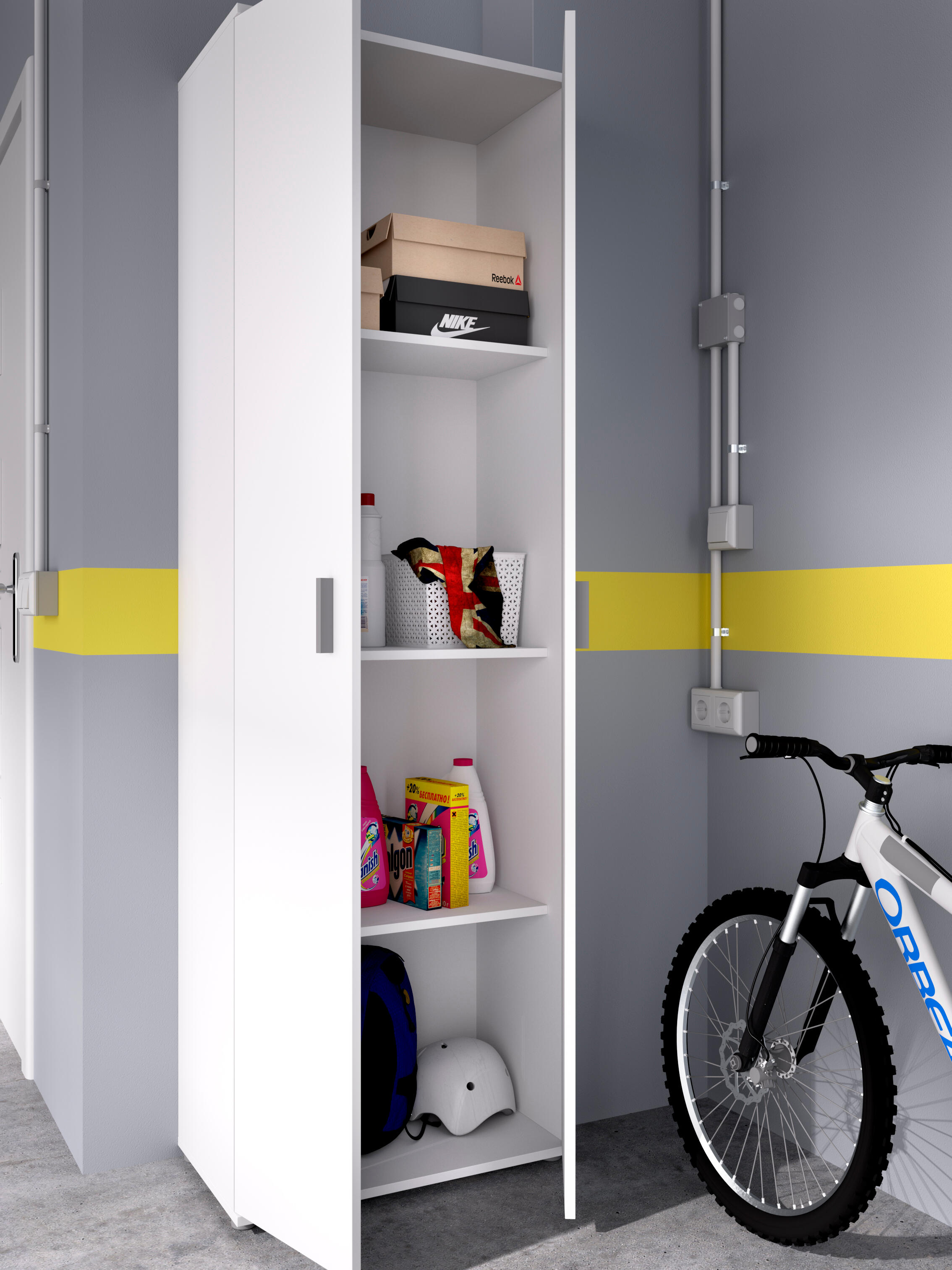 Armadio alto FIT in truciolare, bianco L 61 x H 190 x P 35 cm 2 ante - 3