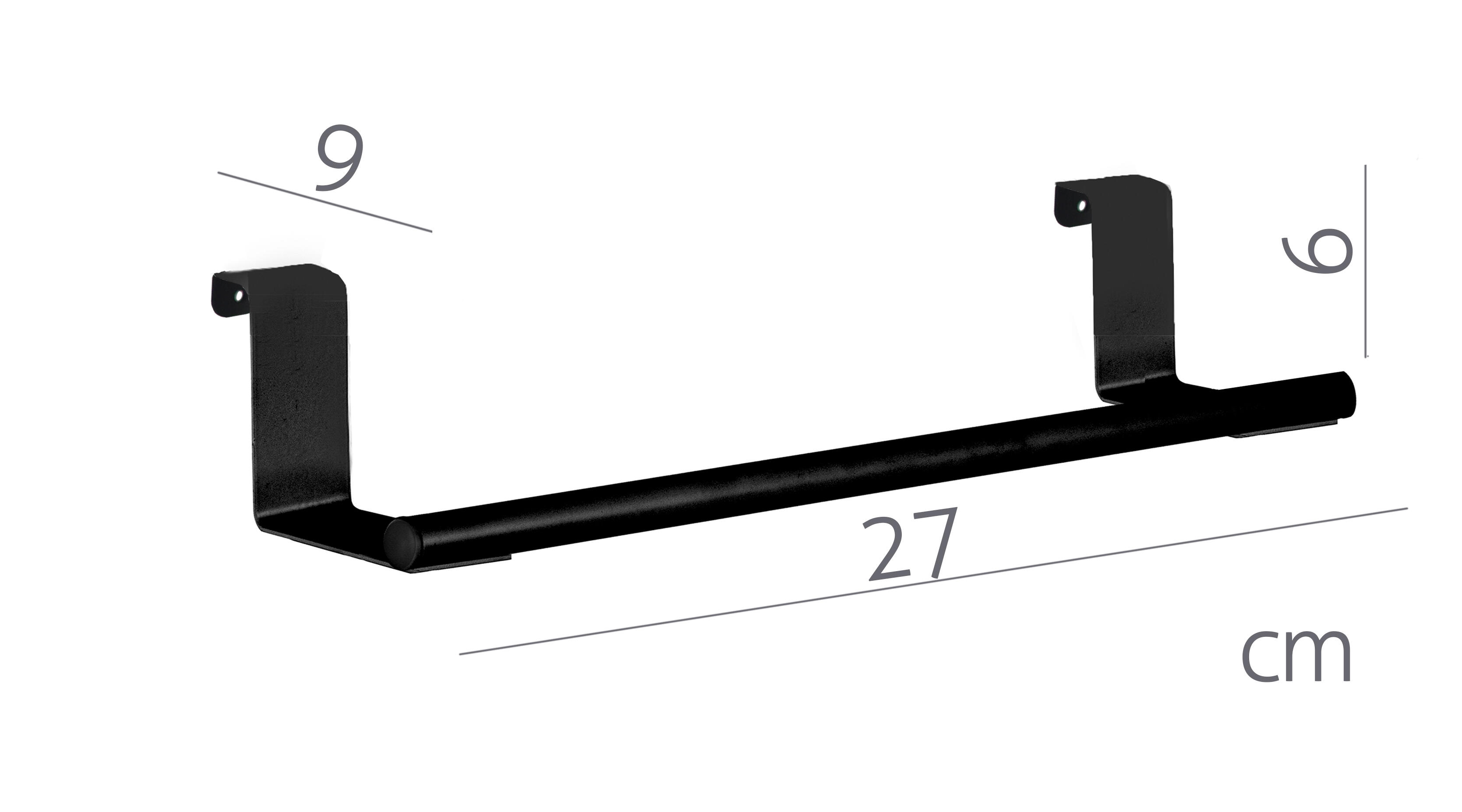 Toallero de barra negro mate para colgar 27x6x9 cm - 2